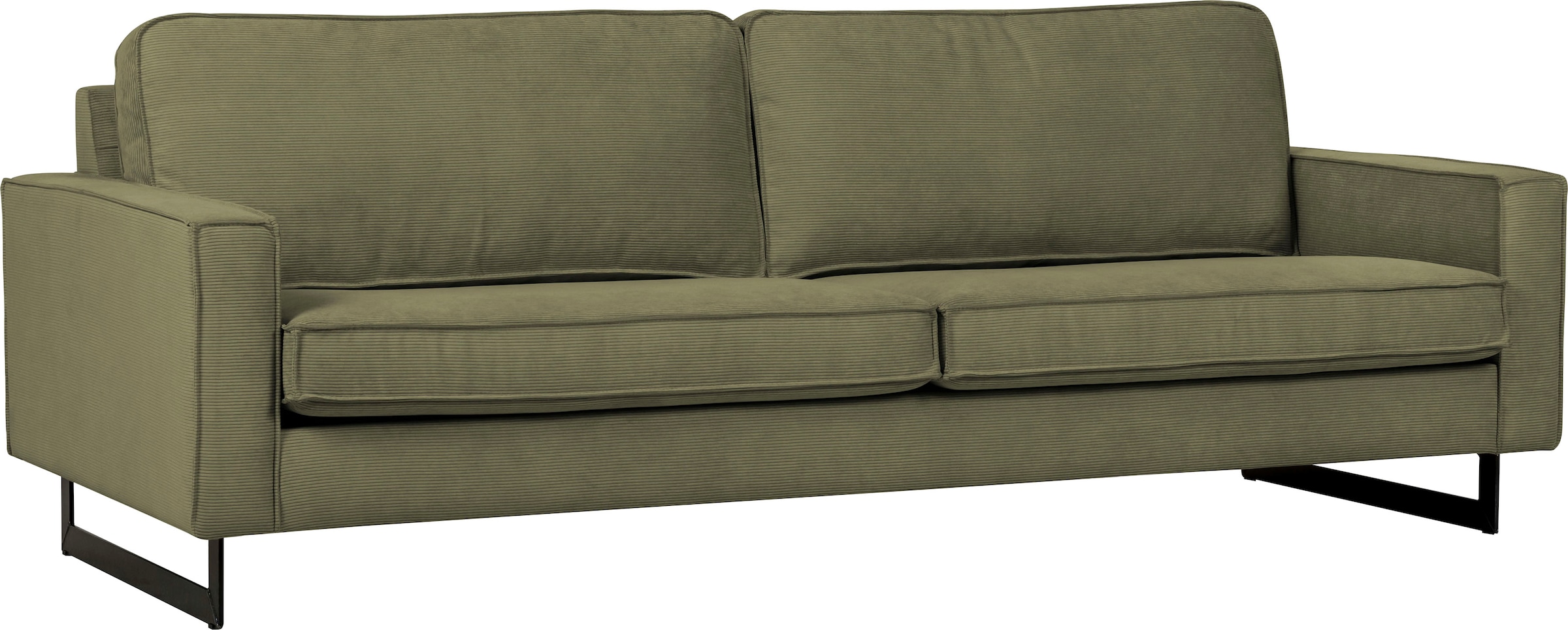 Places of Style 3-Sitzer »Maxi-Ausführung Pinto, 236 cm, Cord, Chenille, Lederoptik«, mit Keder, schwarze Metallfüße, Wellenunterfederung