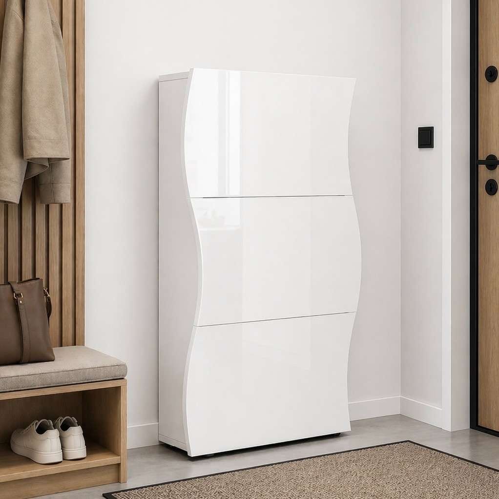OTTO home Schuhschrank »Luxor 3, Schuhklapper, Schuhkommode, Höhe 121 cm« UV-lackiert, Hochglanz, grifflos, 3-Klappen