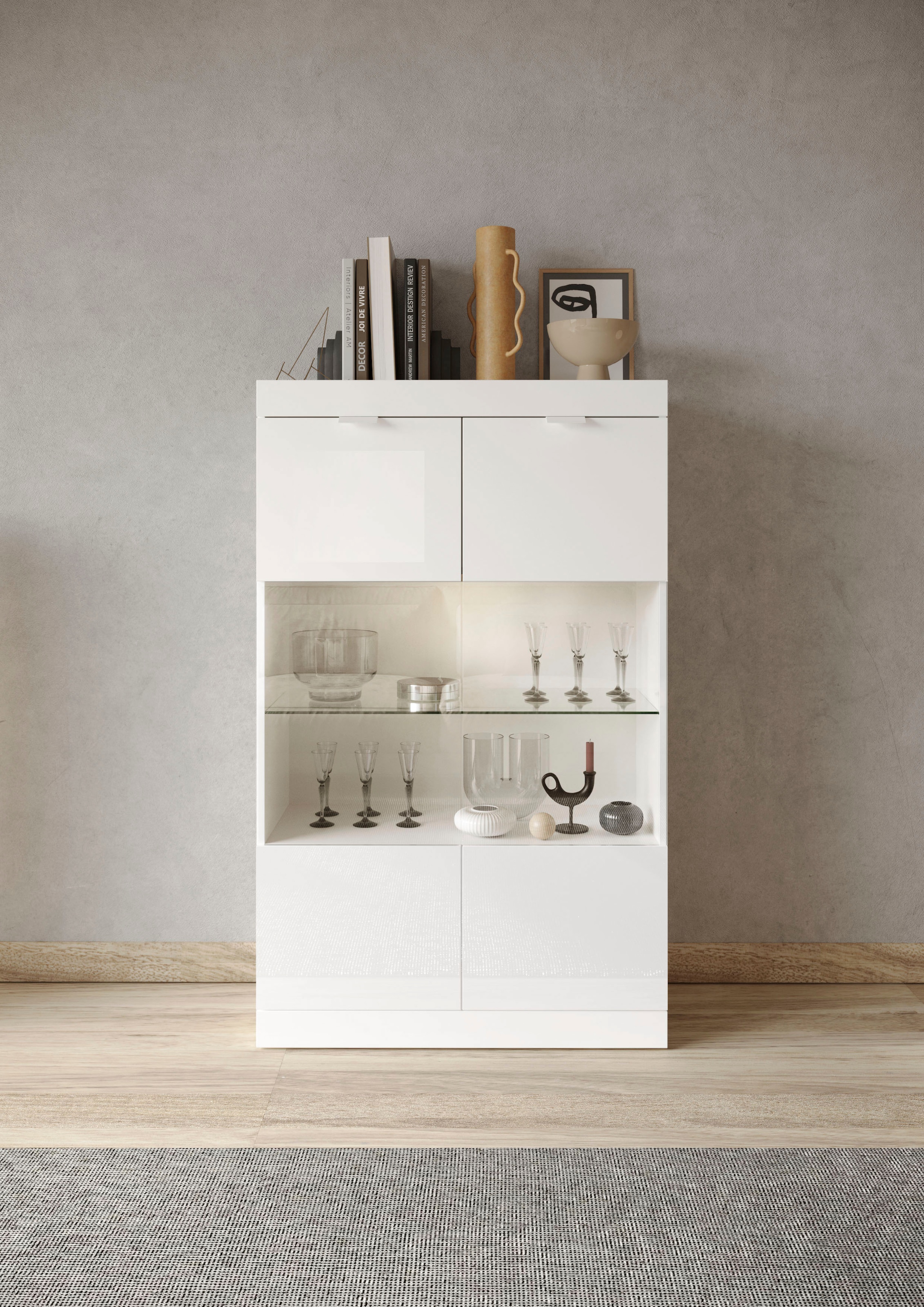 INOSIGN Vitrine »Slim«, Breite 91 cm, weiß Hochglanz Lack