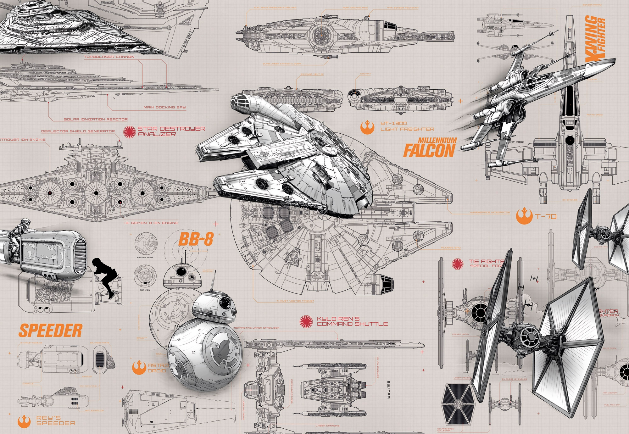 Komar Fototapete Star Wars Blueprints 368 cm x 254 cm FSC® günstig online kaufen