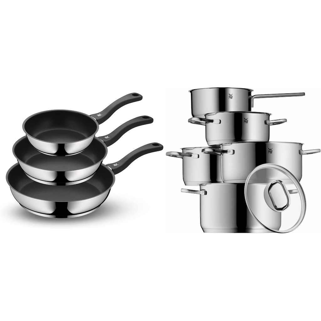 WMF Topf-Set »Inspiration«, Cromargan® Edelstahl Rostfrei 18/10, (Set, 12 tlg., Bratentopf 20, Fleischtopf 16/20/24, Kasserolle 16, Pfanne 20/24/28 cm)