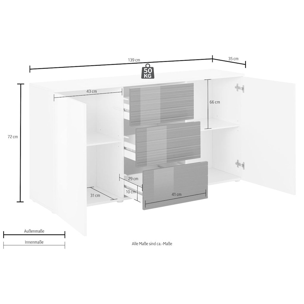 borchardt Möbel Sideboard »Savannah«, Breite 139 cm