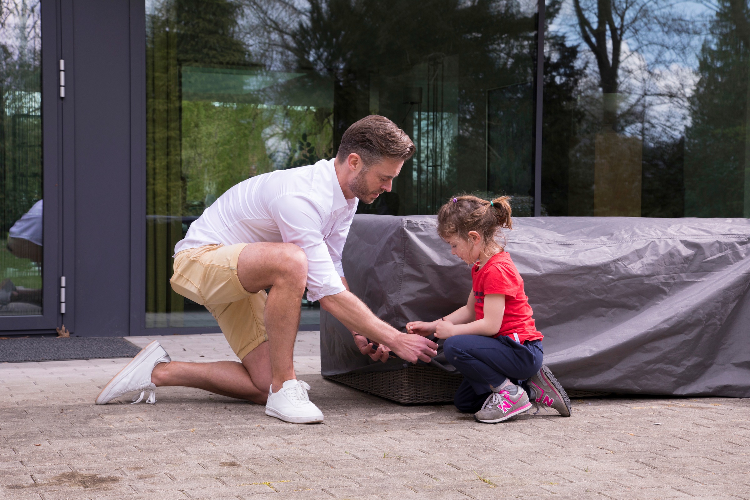 winza outdoor covers Gartenmöbel-Schutzhülle, geeignet für L-förmiges Loungeset, Trapez Ecke, 275/100x275/100x70 cm