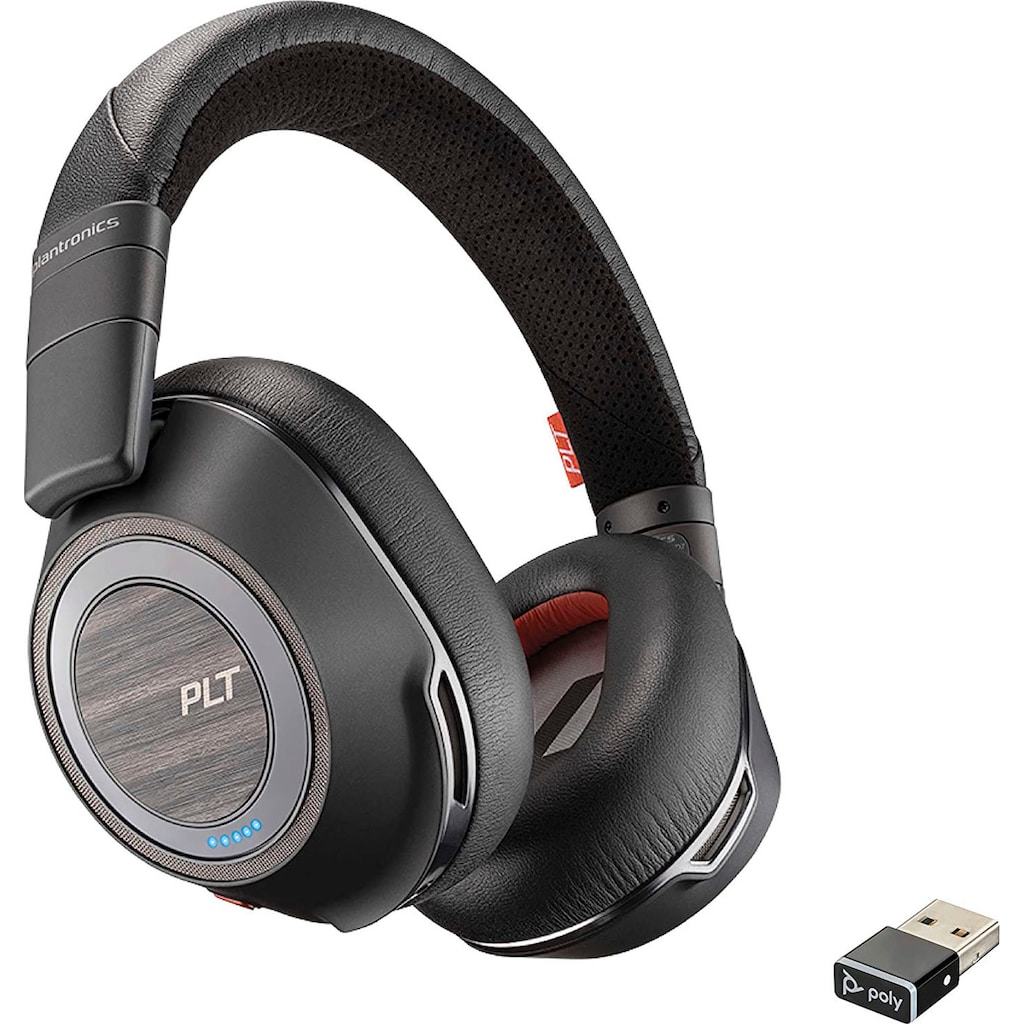 Poly Wireless-Headset »Voyager 8200 UC«, A2DP Bluetooth (Advanced Audio Distribution Profile)-AVRCP Bluetooth (Audio Video Remote Control Profile)-HFP-HSP, integrierte Steuerung für Anrufe und Musik-Noise-Cancelling