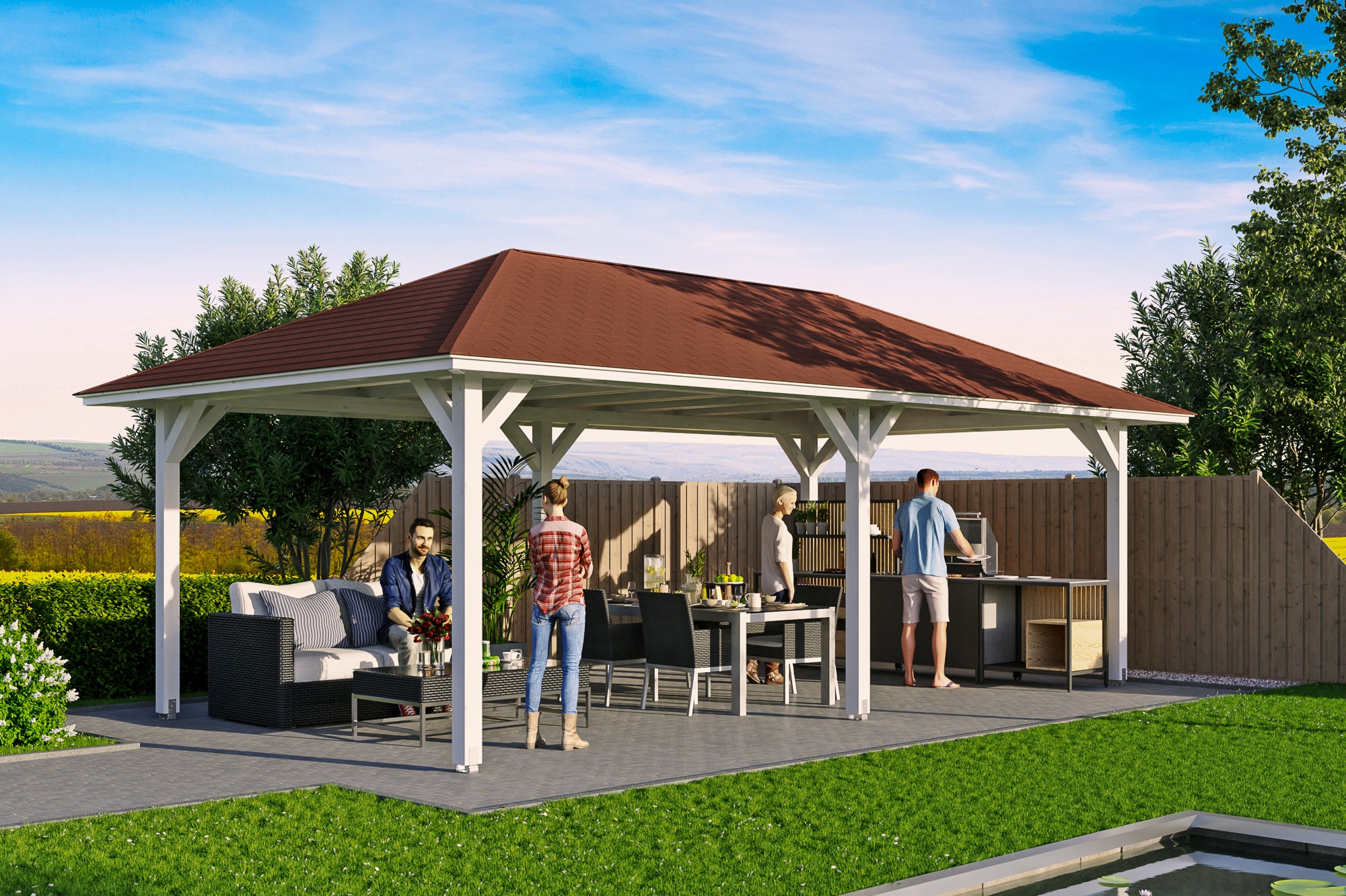 Skanholz Holzpavillon »Orleans 2«, Leimholz, 359 x 706 cm
