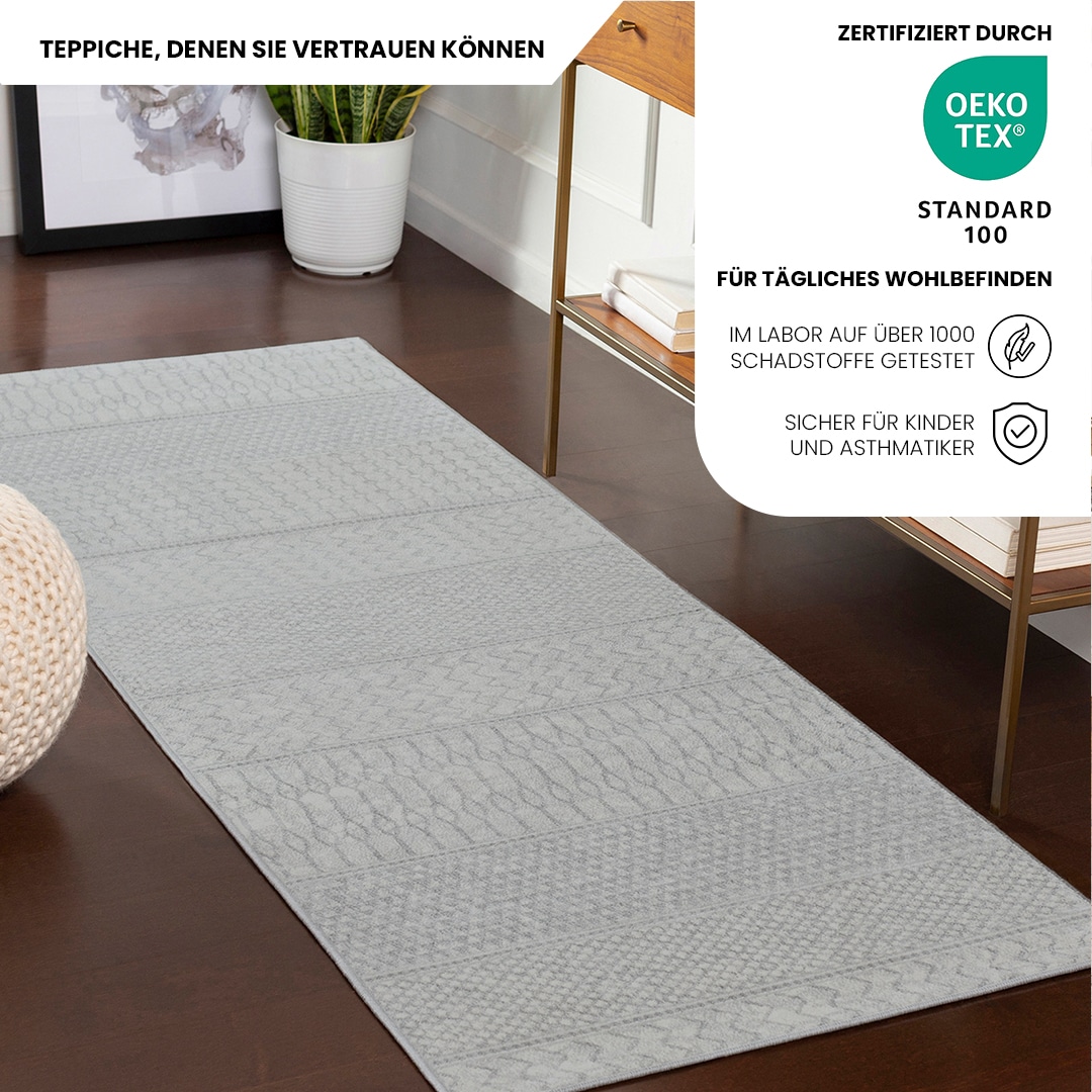 Livabliss Teppich »CIXI«, rechteckig, 11 mm Höhe, Skandinavischer Teppich, Kurzflor Boho-Wohnzimmerteppich, Läufer