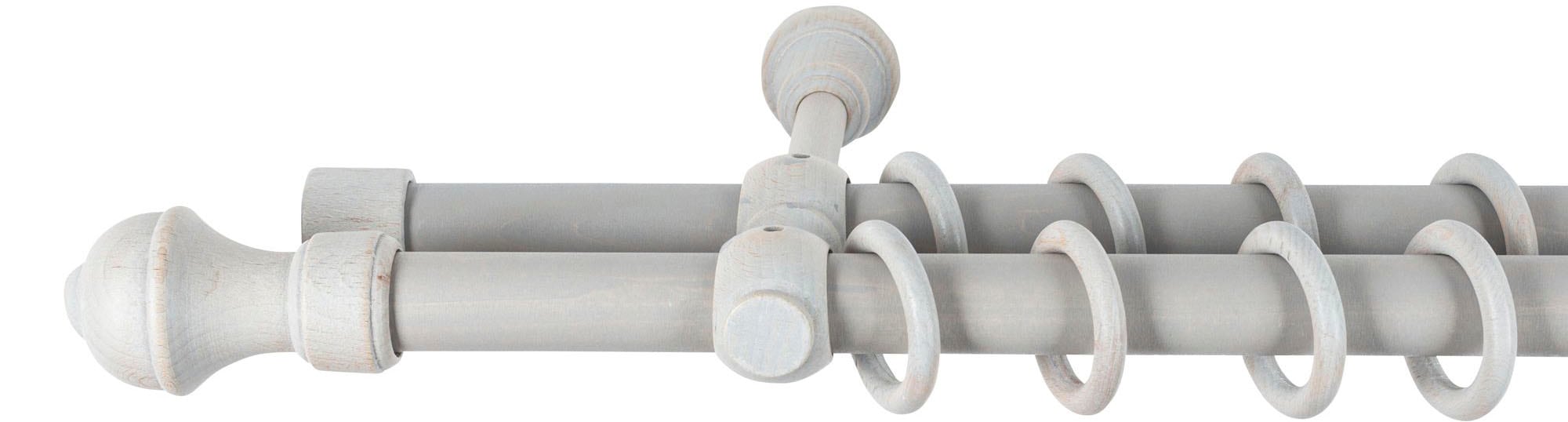SN DECO GROUP Gardinenstange »Ares«, 2 läufig-läufig, Fixmaß, 28 mm, Holz, verschiedene Längen und Farben, Komplettset