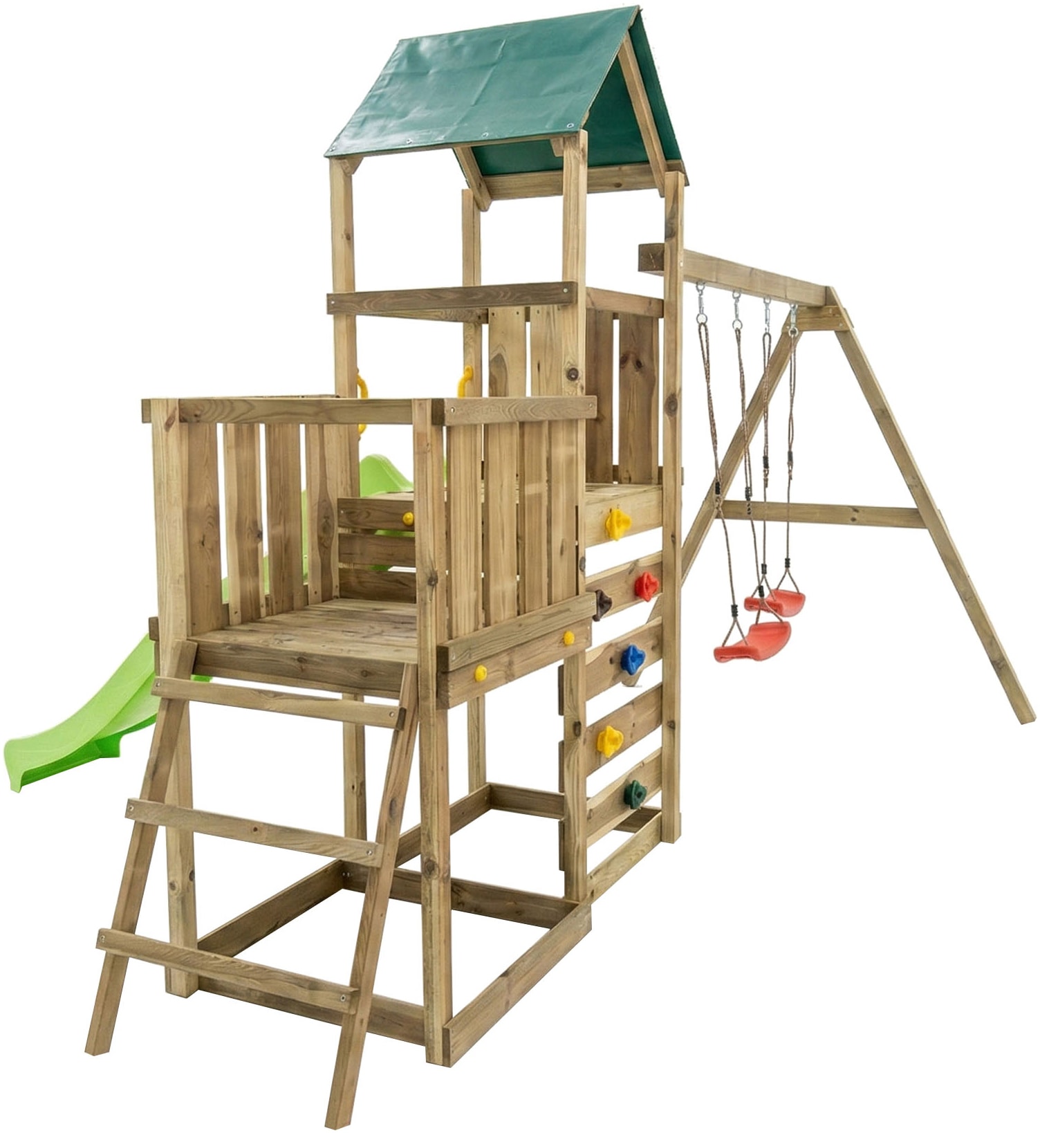 FUNGOO Spielturm »MaxPlay 3.1« mit Rutsche, Doppeldecker, Doppelschaukel und Kletterwand