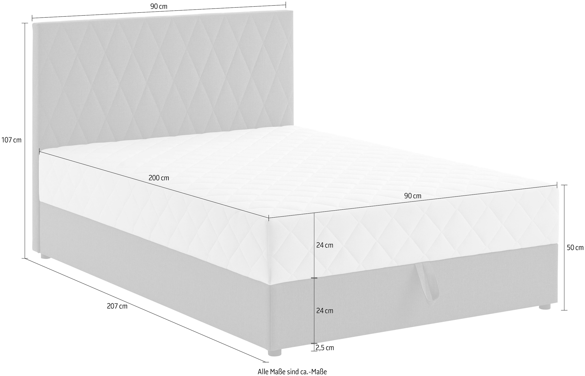 ATLANTIC home collection Boxbett »"Benita", OTTOs Choice! Topseller inkl. Bettkasten« erhältlich in verschiedenen Größen, inkl. Taschen-Federkernmatratze