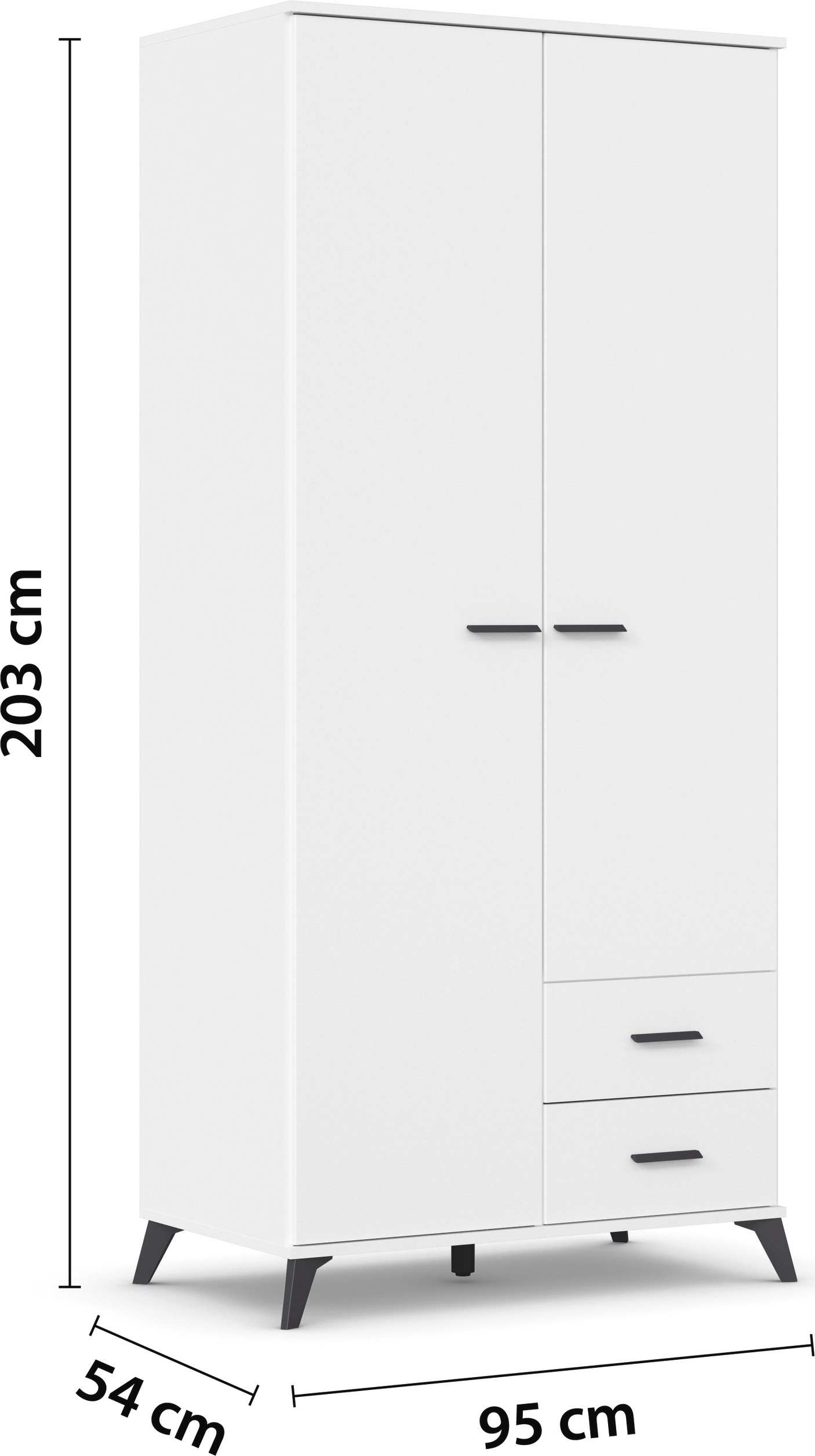 rauch Drehtürenschrank »Lucena«, mit schräg ausgestellten Füßen im Monochrom-Stil