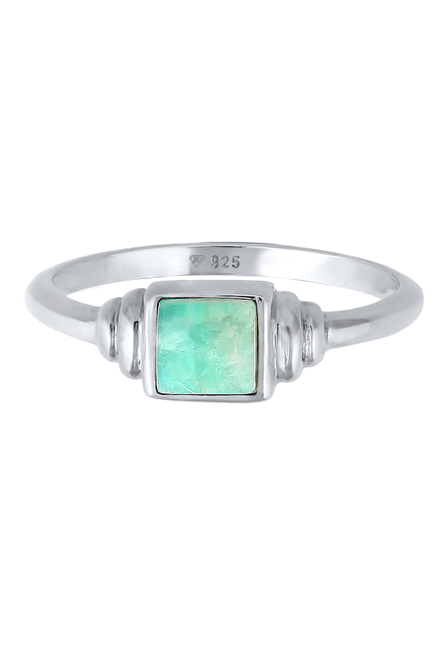 Elli Premium Fingerring »Amazonit Edelstein Quadrat Vintage 925 Silber«
