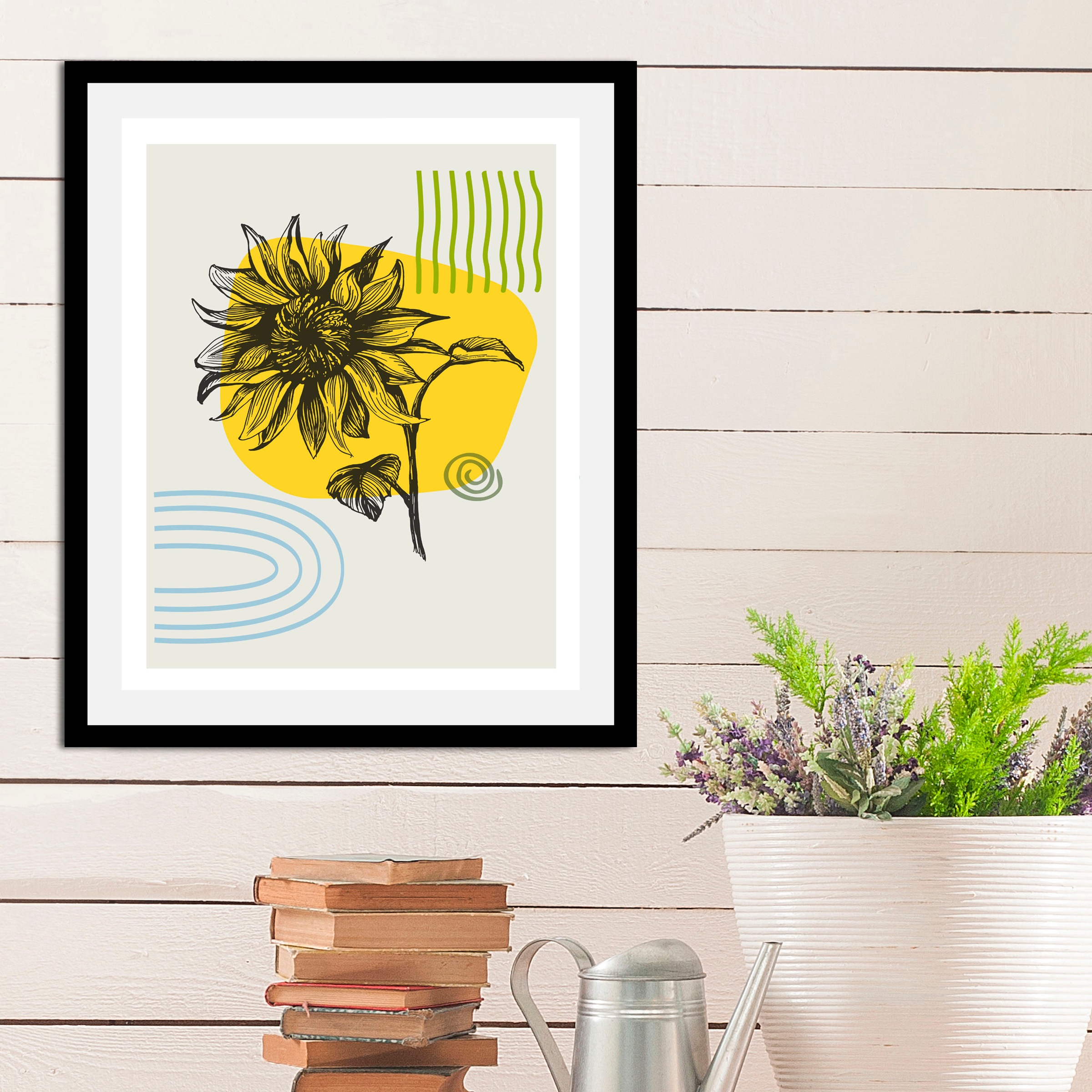 queence Bild »Sunflower«, (1 St.), HD Premium Poster-Druck inkl. Holzrahmen günstig online kaufen