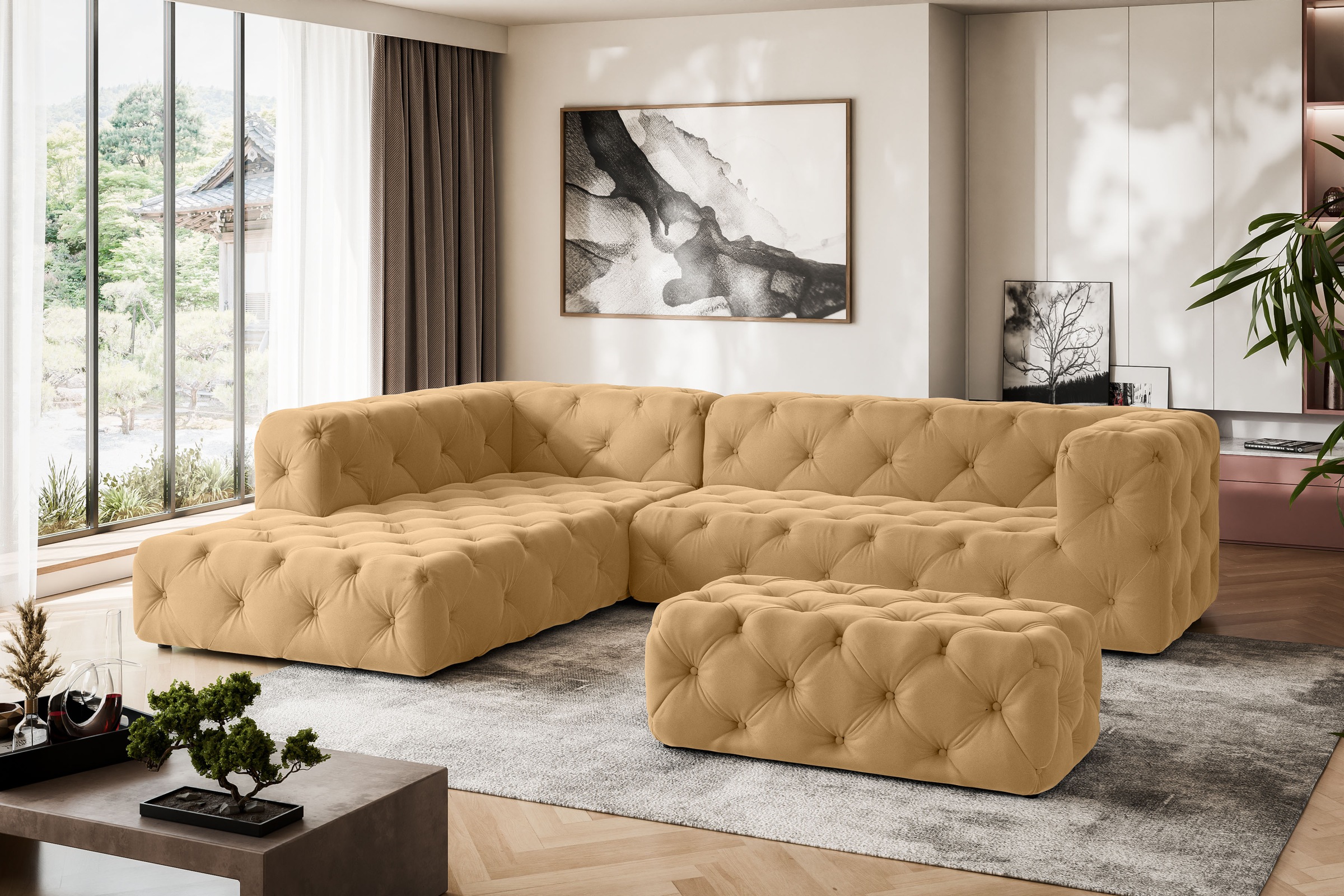 Places of Style Ecksofa »FOLLINA«, L-Form, mit klassischer Chesterfield-Kno günstig online kaufen