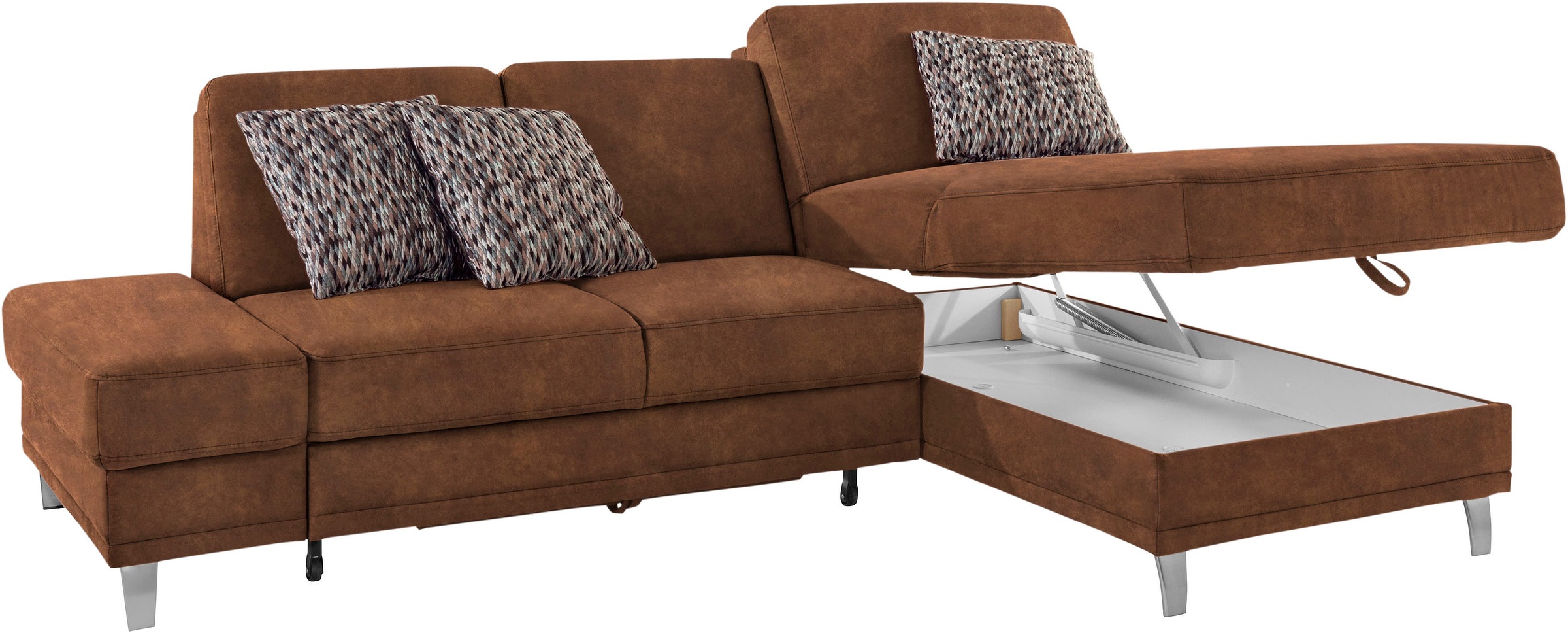 sit&more Ecksofa »Clio L-Form«, wahlweise mit Bettfunktion oder Vorziehsitz und Bettkasten, Federkern