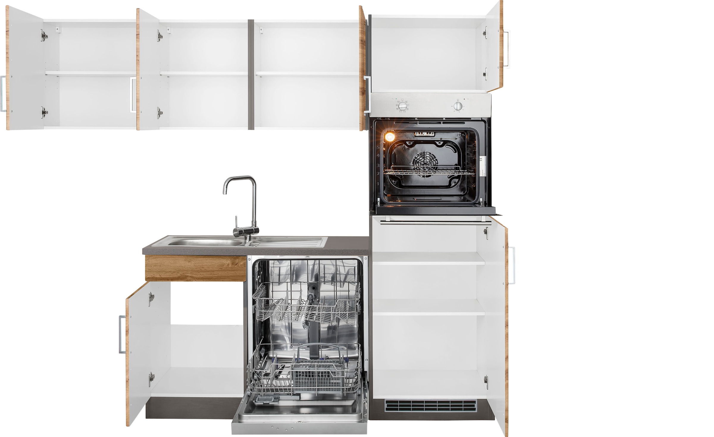 KOCHSTATION Winkelküche »KS-Stockholm« Stellbreite 230/170 cm, mit hochwertigen MDF Fronten im Landhaus-Stil