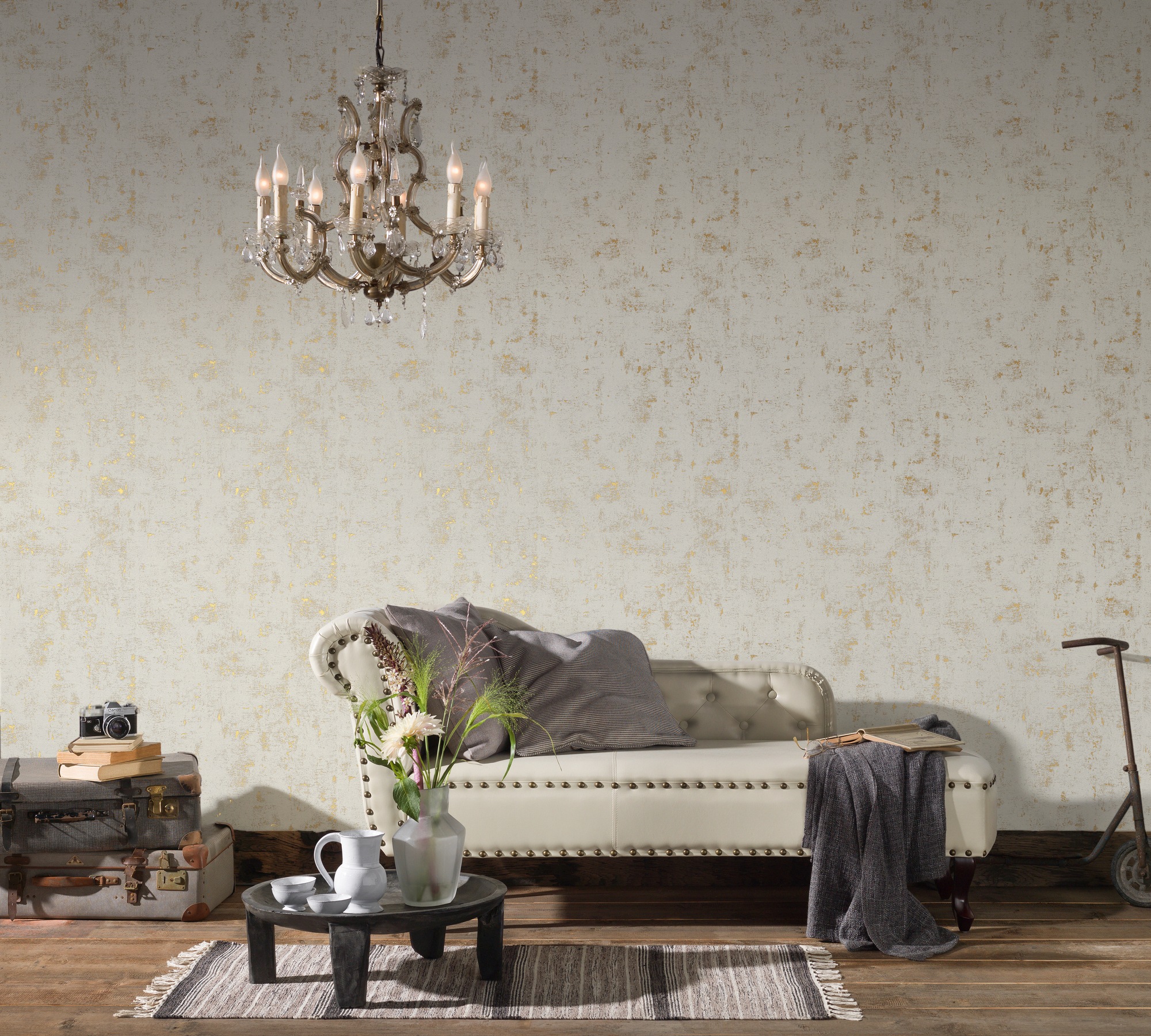 A.S. Création Vliestapete »Blooming in Vintage Optik«, uni, Uni Tapete Einfarbig Vintage