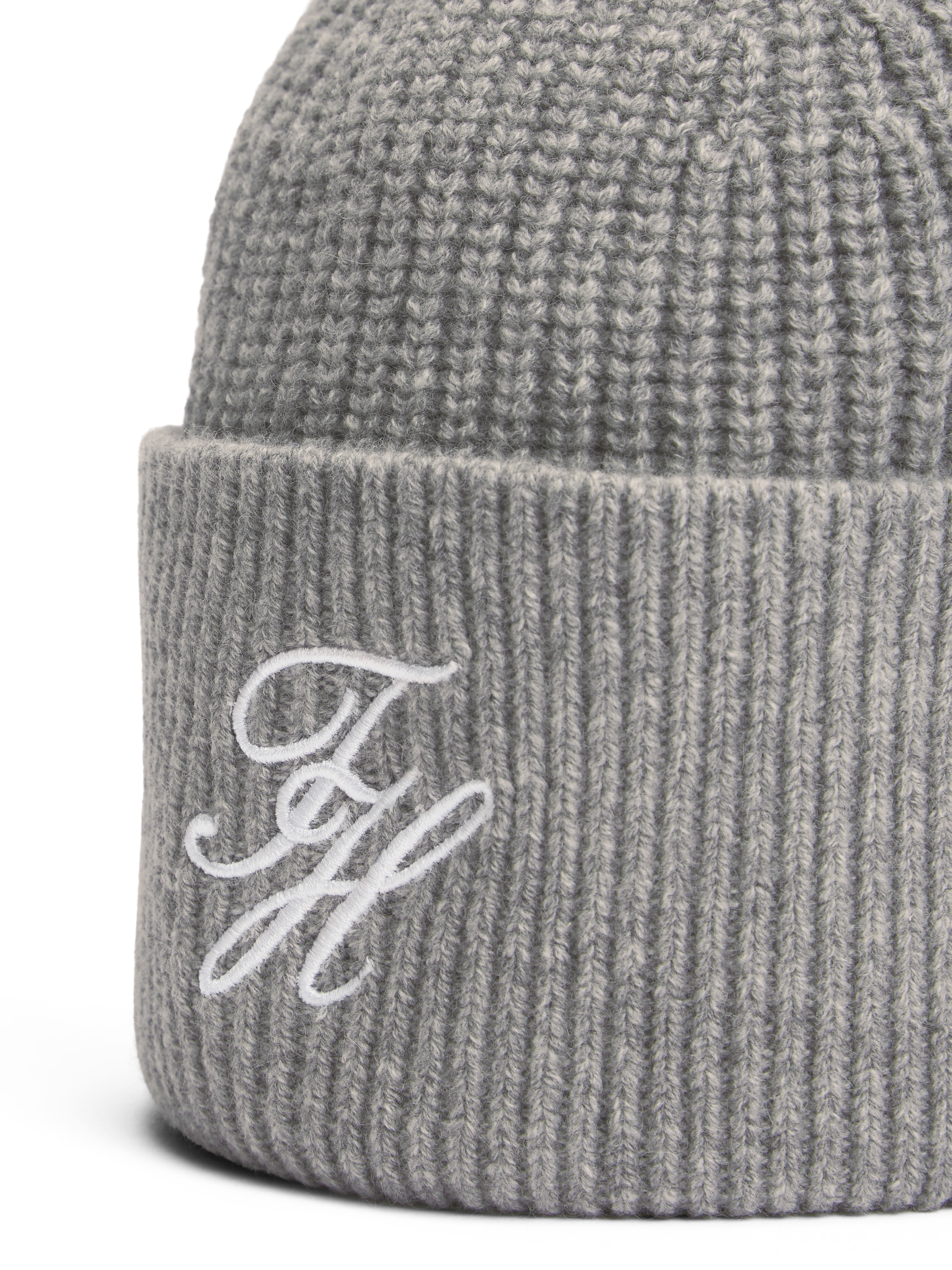 Tommy Hilfiger Beanie »TOMMY SCRIPT CASHMERE« aus Kaschmirmix mit gesticktem Logo, Maße 21 x 24,5 cm