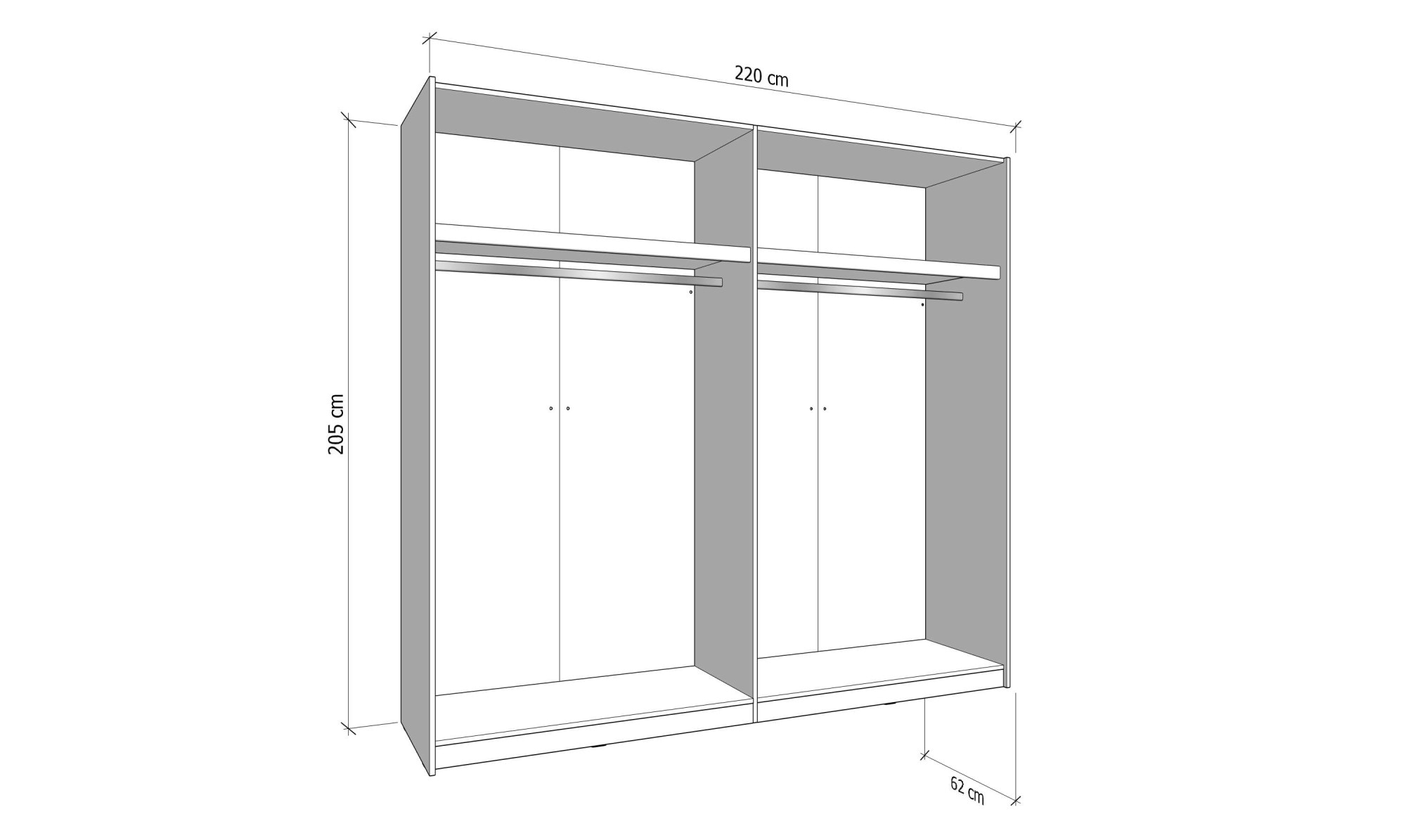 Home affaire Schwebetürenschrank »Aleria Schiebetürenschrank, Kleiderschrank, Wäscheschrank, Garderobe«