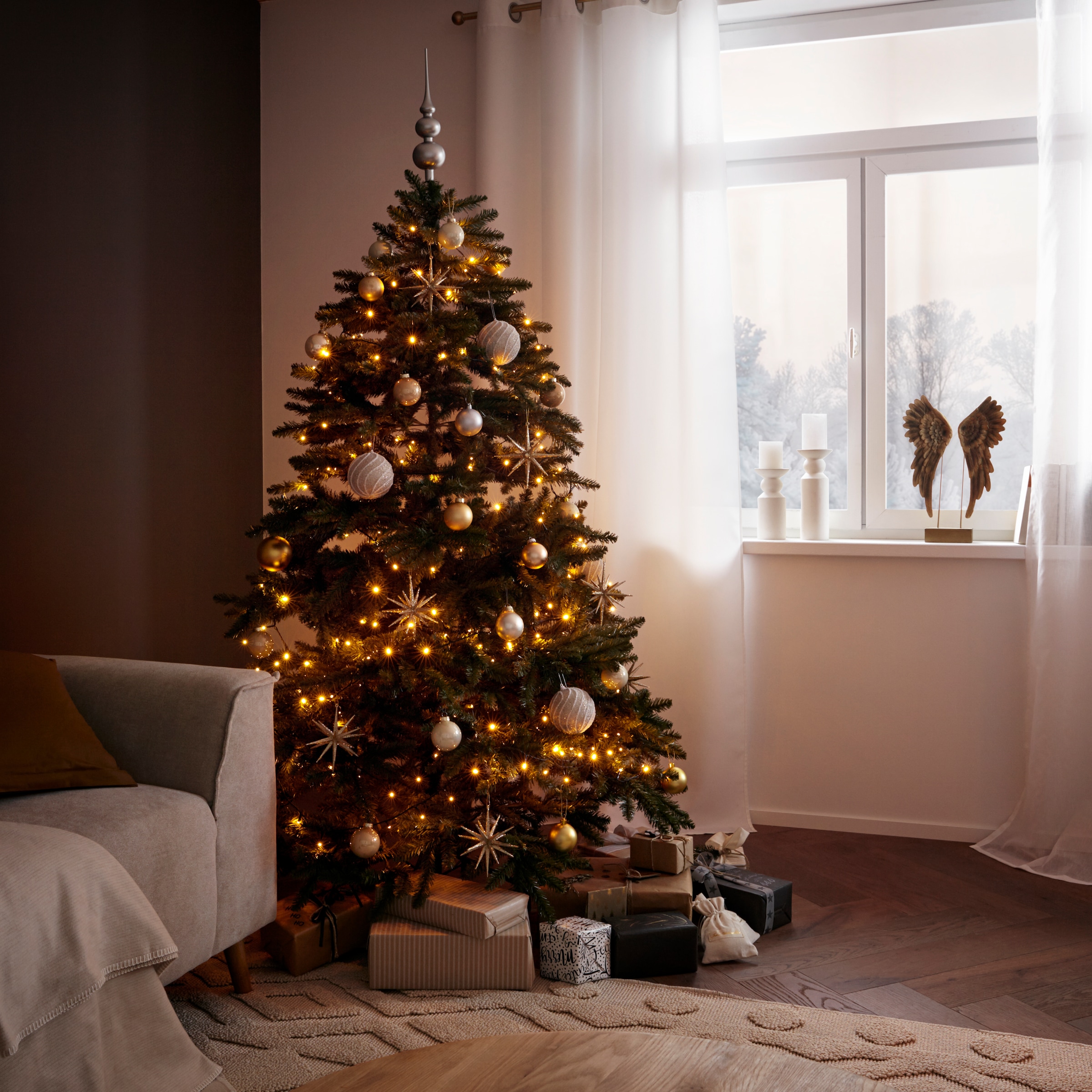 Creativ deco Künstlicher LED Kugeln online und »Fertig mit Beleuchtung Weihnachtsbaum geschmückt«, kaufen 60