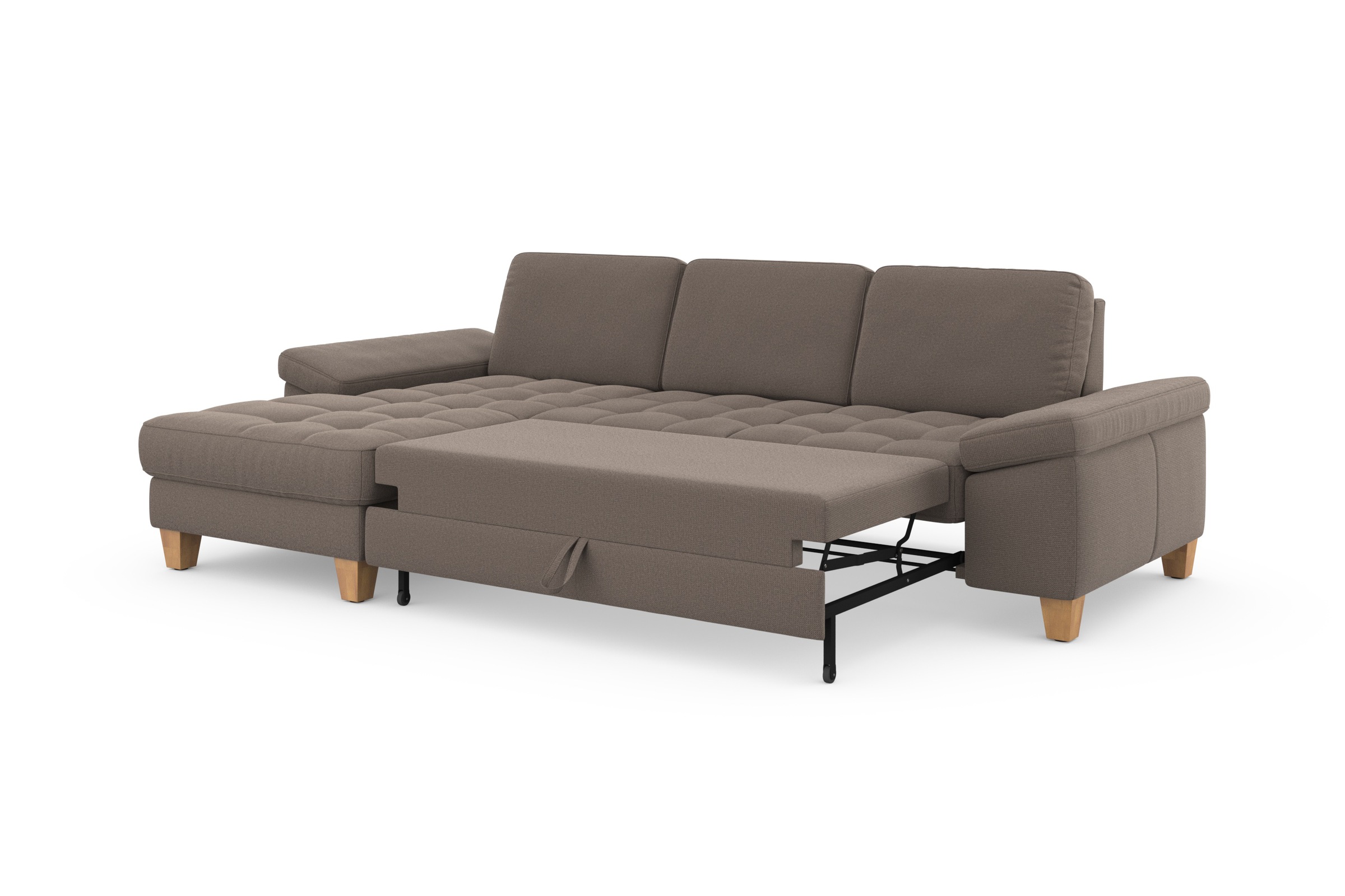 sit&more Ecksofa »Westham L-Form«, mit Recamiere, mit oder ohne Bettfunktion, Bettkasten, Füße Eiche