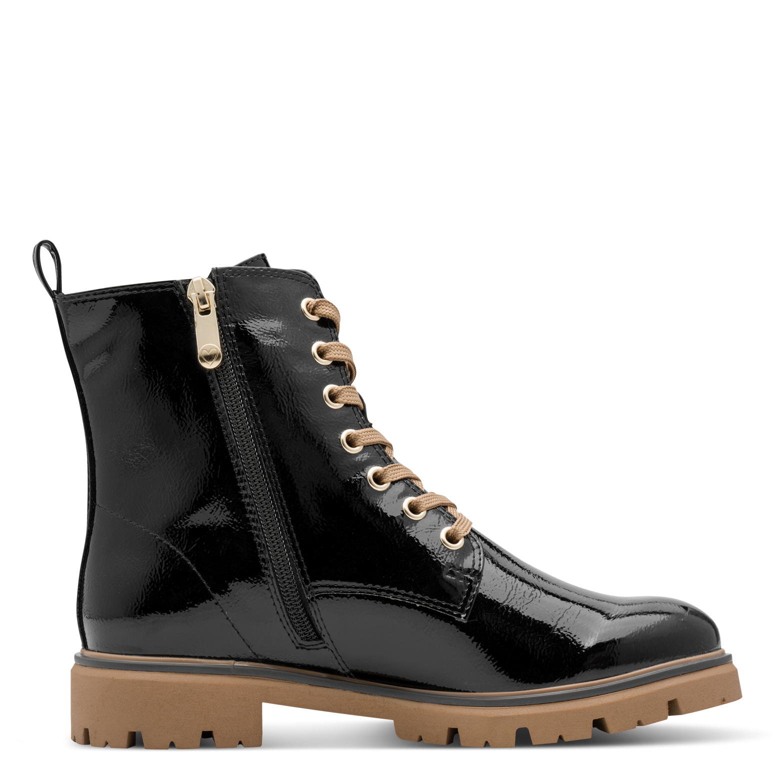 MARCO TOZZI Schnürboots, Blockabsatz, Schnürstiefelette in glänzender Optik