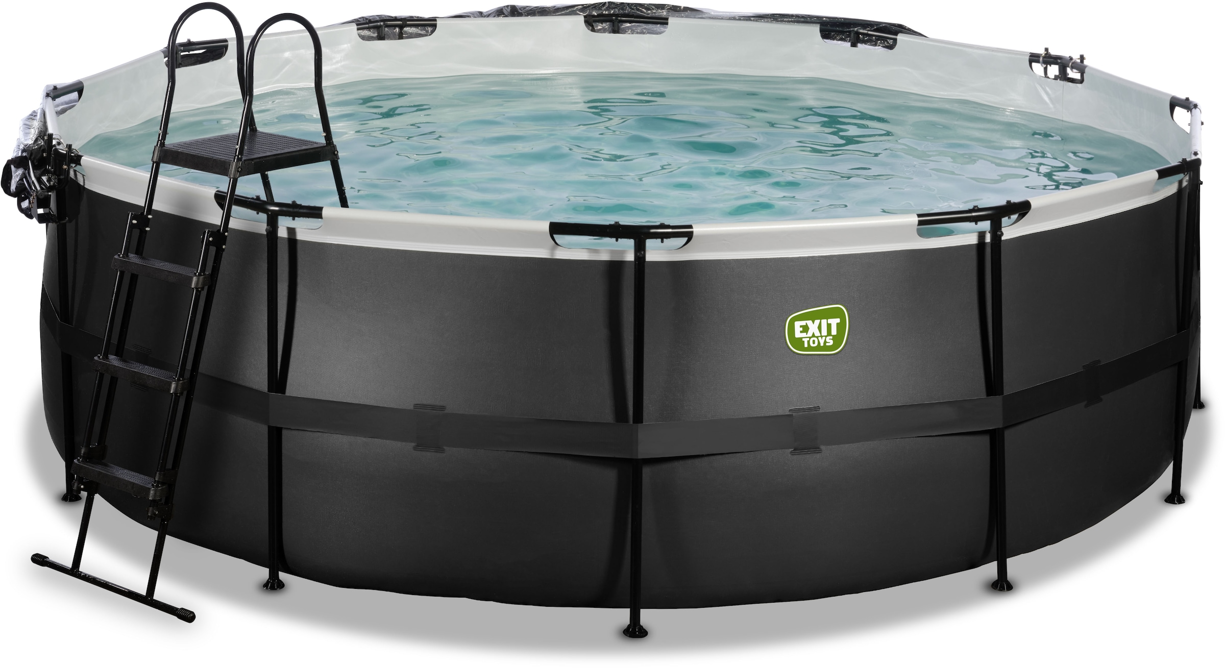 EXIT Framepool »inkl. multifunktionaler Poolabdeckung«, (Set, 4 tlg.), ØxH: 427x122 cm, mit Sandfilteranlage und Sicherheitsleiter