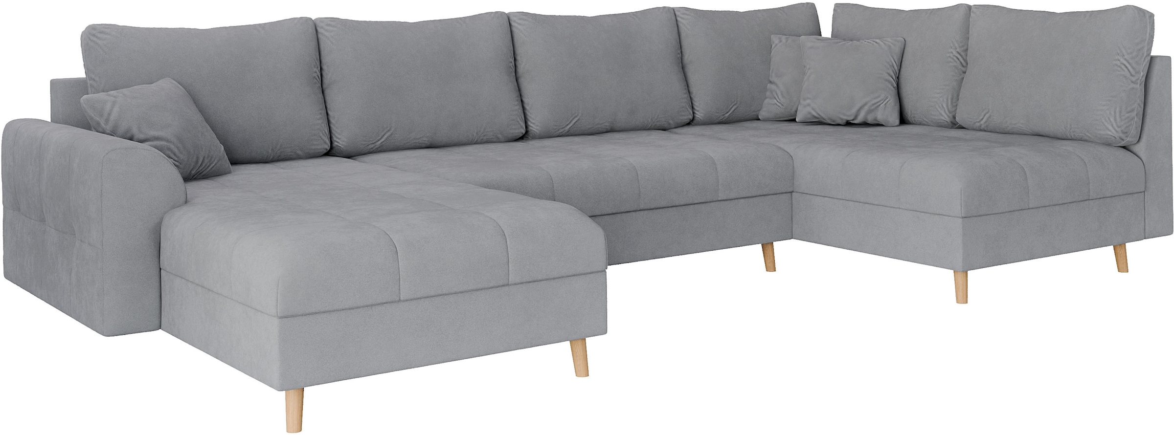 Home affaire Wohnlandschaft »CHARRE U-Form mit Ottomane, Maße B/T/H: 310/161/81 cm«, feine Steppung, lose Rücken- und Zierkissen, auch in Cord und Bouclé