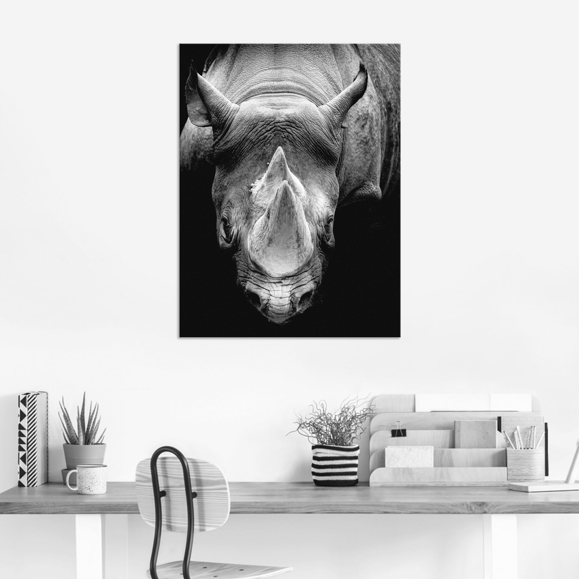Artland Alu-Dibond-Druck »Das Nashorn«, Wildtiere, (1 St.), für Innen- und Außenbereich geeignet, Outdoorbild