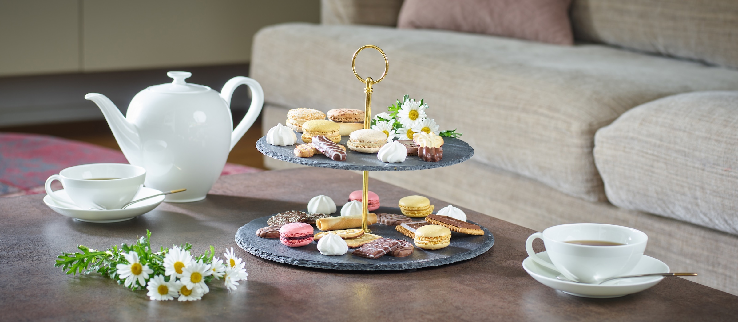 ECHTWERK Etagere »Schiefer Etagere«, für Gebäck, Obst, Käse und Dessert aus Naturschiefer mit Metallgriff