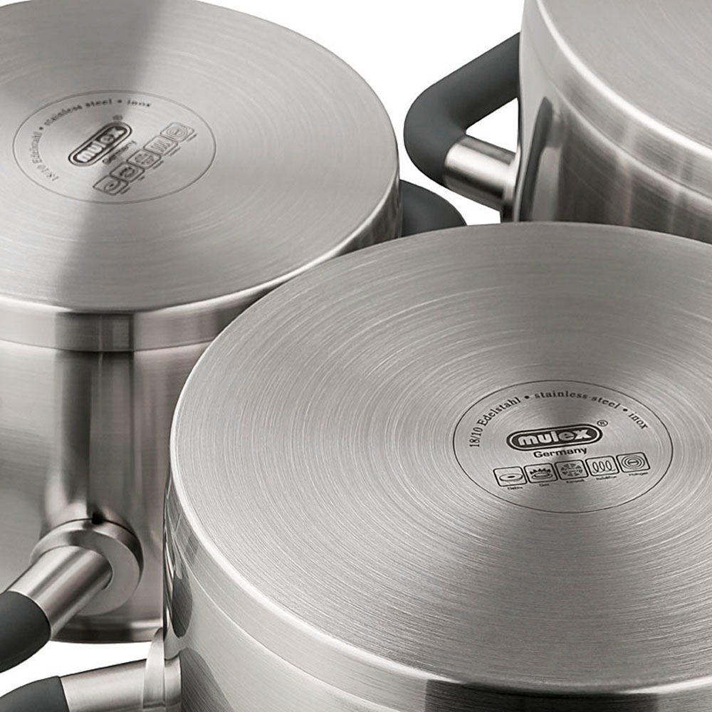 Mulex Topf-Set »LUGANO«, Edelstahl 18/10, (Set, 8 tlg.), inkl. Servierpfanne 24 cm mit Deckel, Induktion