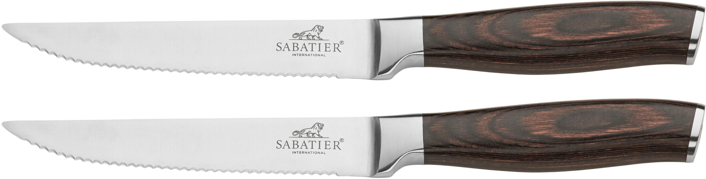 SABATIER International Steakbesteck, (Set, 2 tlg.), Pakka Holz Griffe