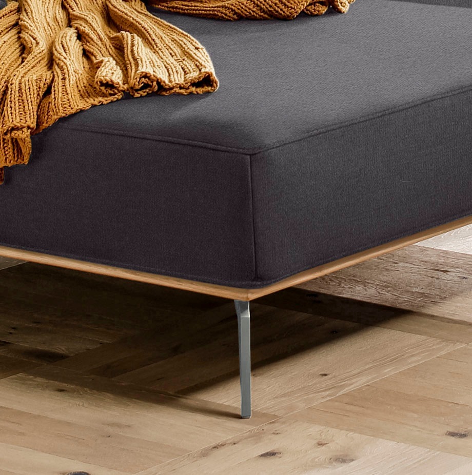 W.SCHILLIG Ecksofa »run, Designsofa mit tollem Sitzkomfort, bequem, L-Form«, mit elegantem Holzsockel, Füße in Silber matt, Breite 299 cm