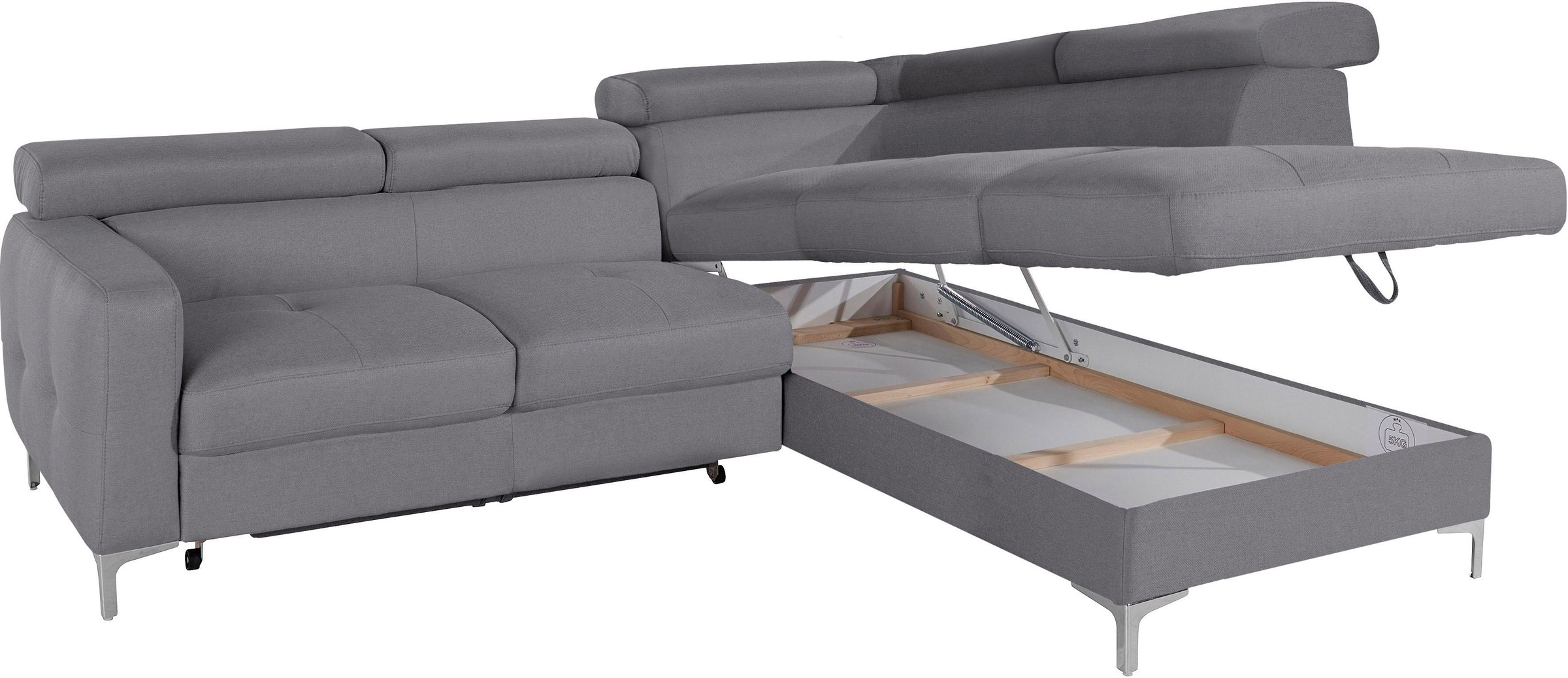 COTTA Ecksofa »Sammy L-Form«, mit Kopfteilverstellung, wahlweise mit Bettfunktion & Bettkasten