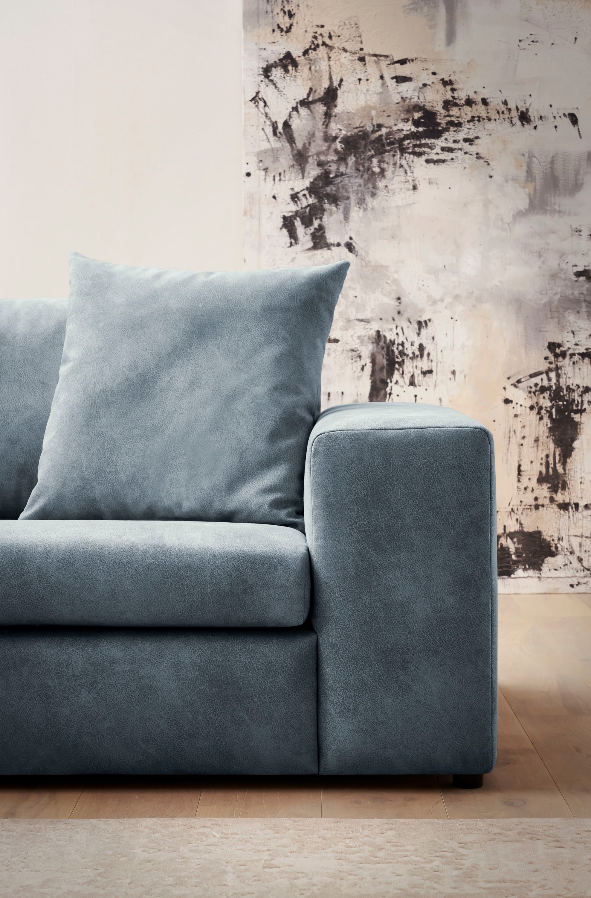 andas Ecksofa »SLEETLAND XXL in Samtvelours oder Vintage-Leder-Optik, L-Form,«, besonders groß und bequem