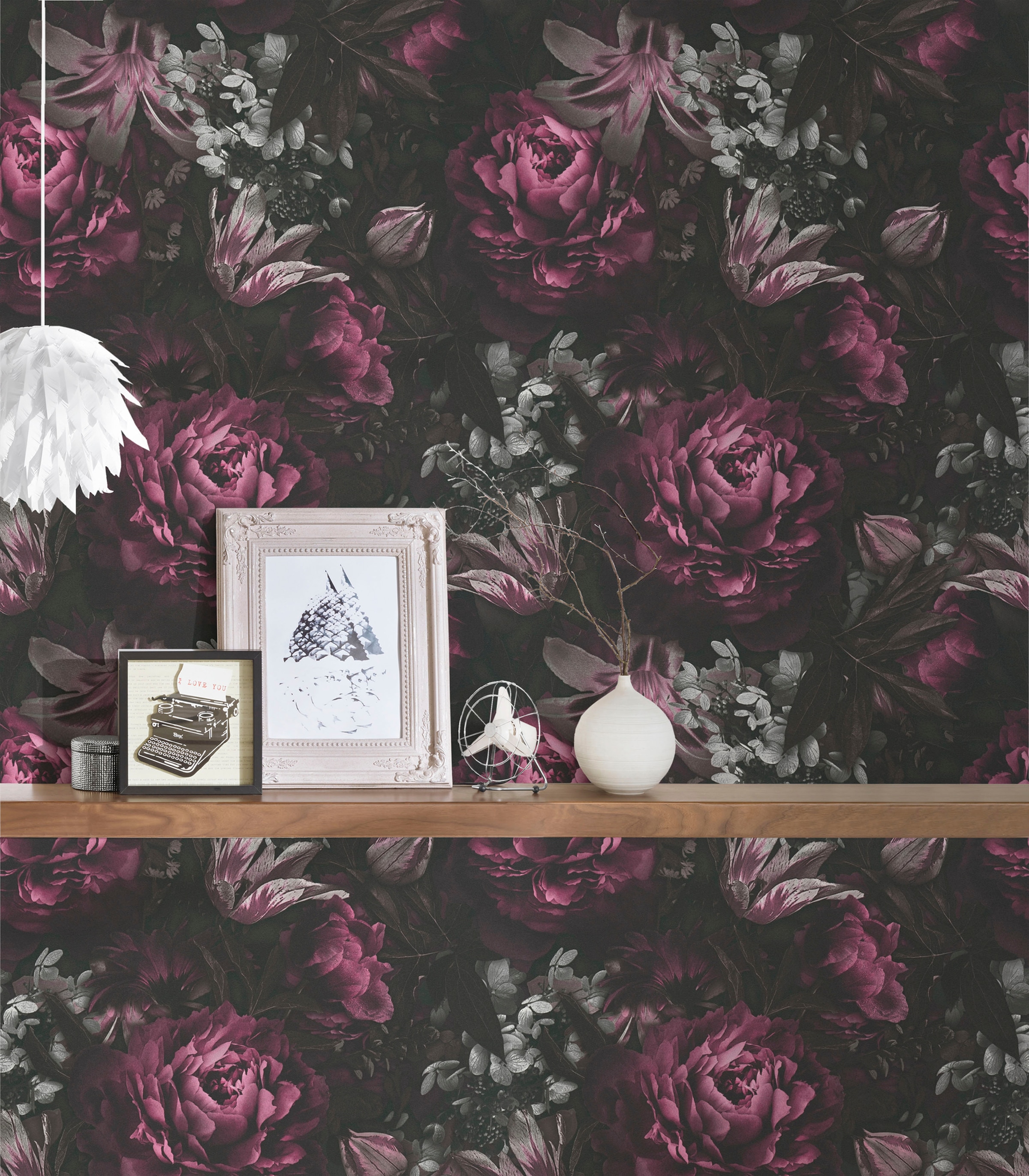 A.S. Création Vliestapete »PintWalls Rosen Floral«, matt-gemustert-neutral, Blumentapete Tapeten Wohnzimmer Schlafzimmer Küche modern Design Optik
