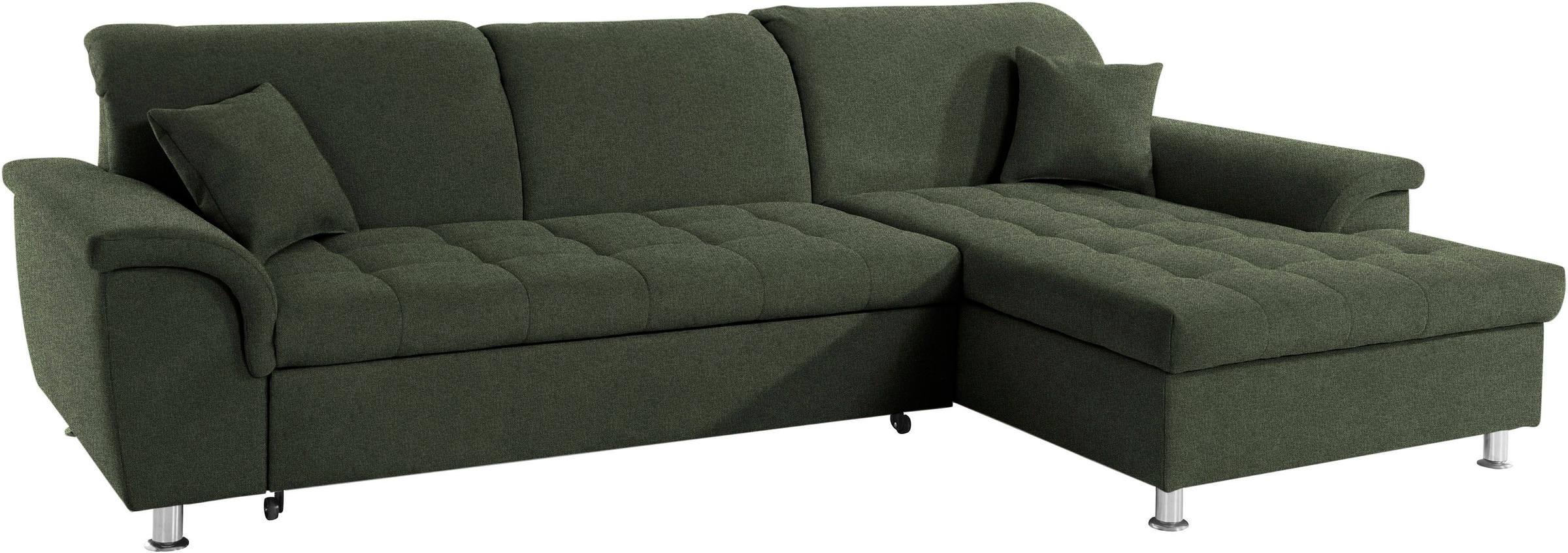 DOMO collection Ecksofa »Franzi, zeitlos und elegant, moderne Sitzheftung, L-Form«, wahlweise mit Kopfteilverstellung (dann Tiefe: 170 cm)