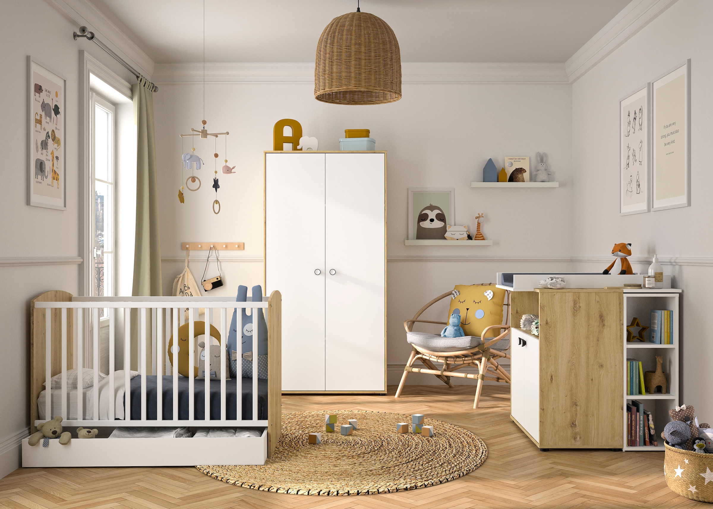 Galipette Babybett »ARTHUR«, Babybett 70x140 mit Lattenrost, in zwei Höhen verstellbar
