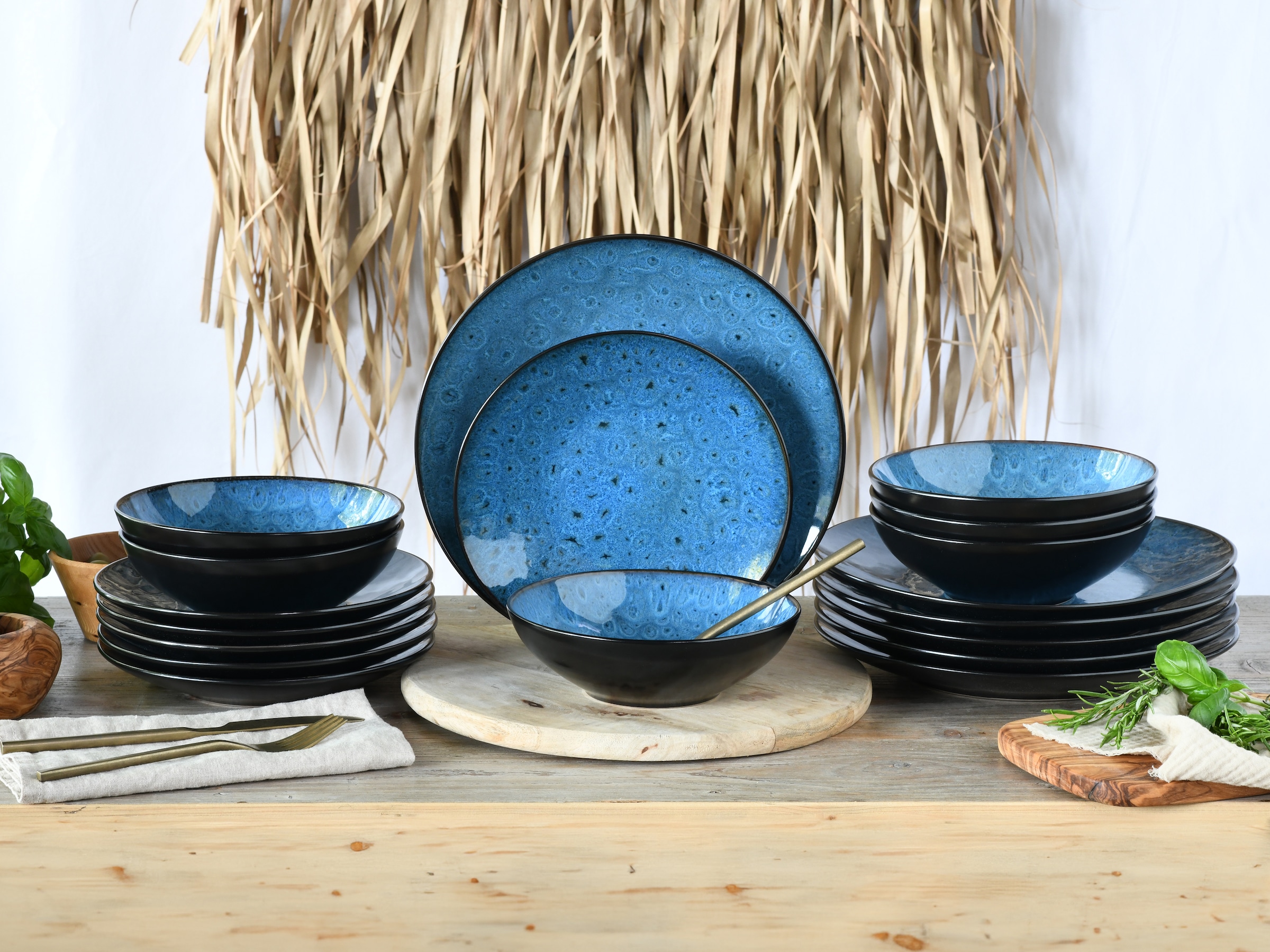 CreaTable Teller-Set »Capri, Teller Set 18-tlg« Reaktivglasur