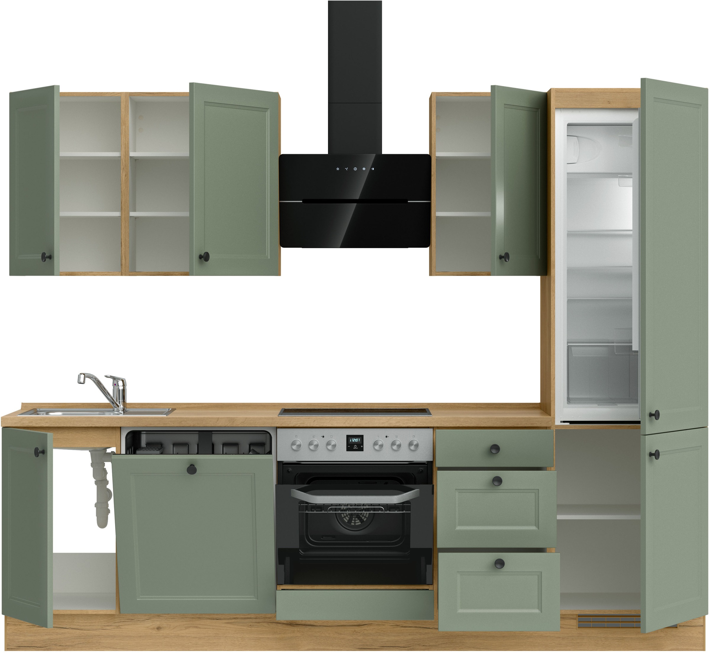 nobilia® Küchenzeile »"Cascada II"«, vormontiert, Breite 270 cm, Ausrichtung wählbar, wahlw. mit E-Geräten