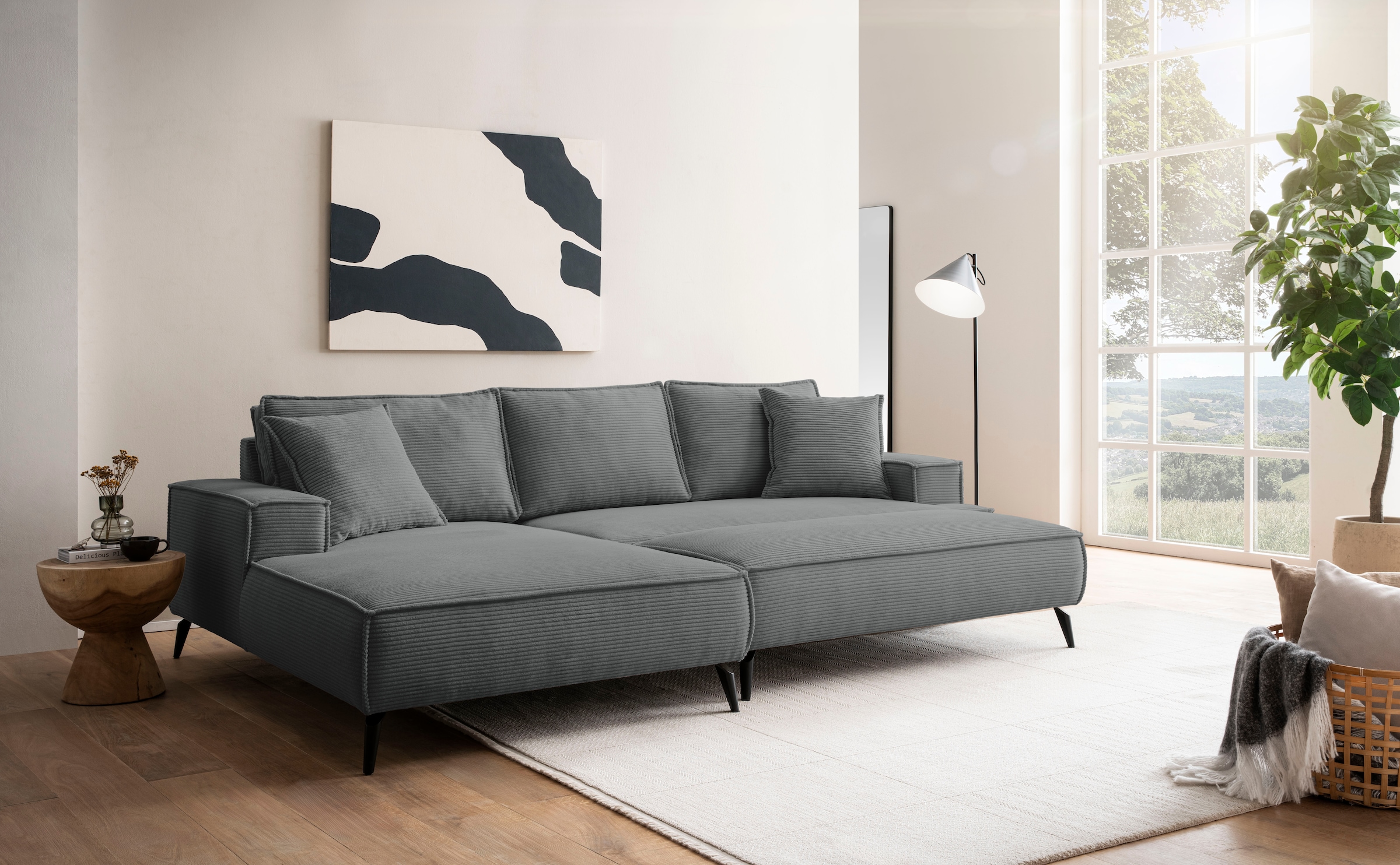 andas Sitzgruppe »TVINNU, Polsterecke L-Form, Schlaffunktion, mit Hocker«, (Set, 2 tlg.), stellbar zum Schlafsofa (Krokodilverbinder)