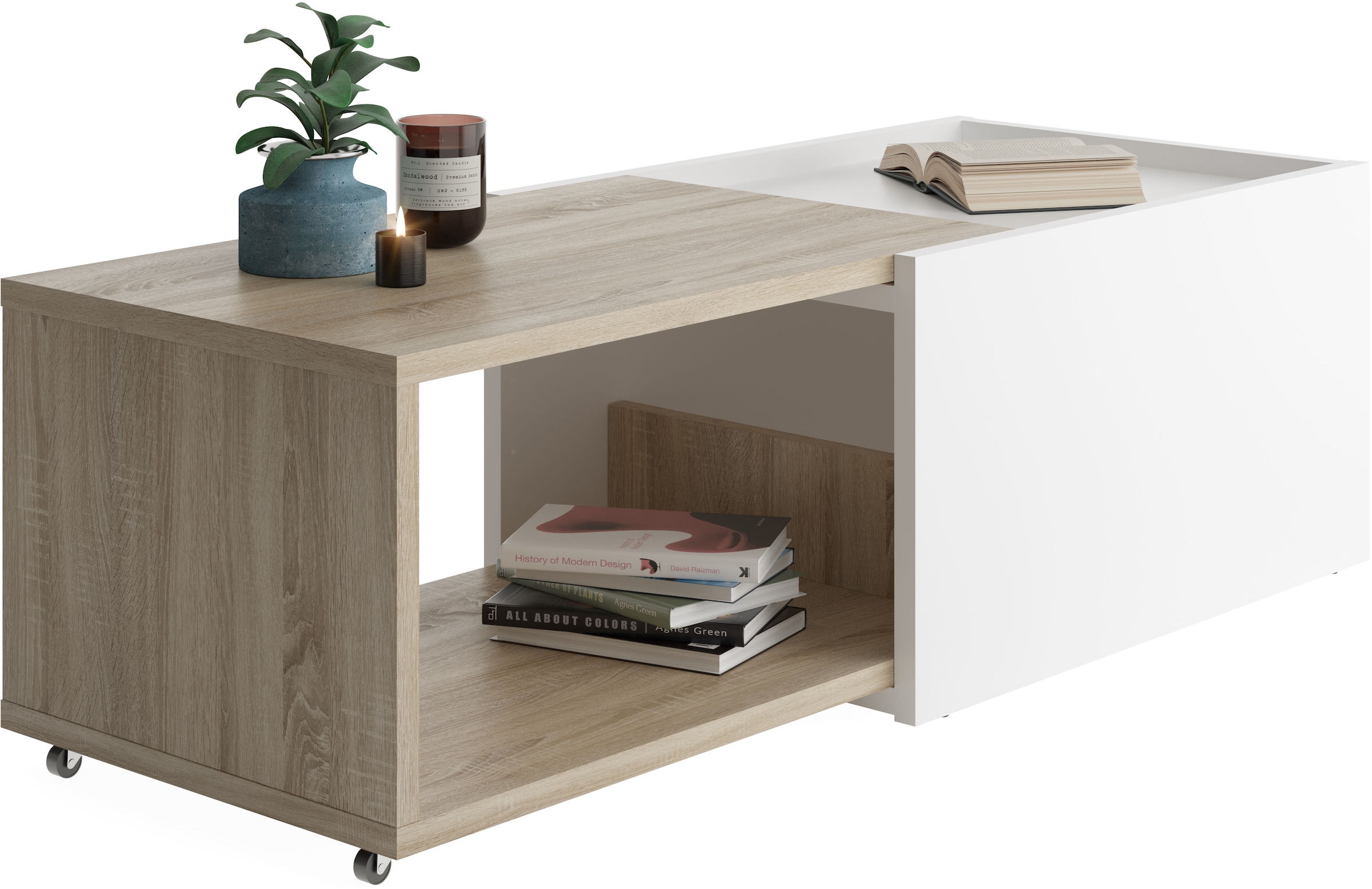 FMD Couchtisch »Slide« flexibel ausziehbar, mit Rollen, Breite: 70 bis 125 günstig online kaufen