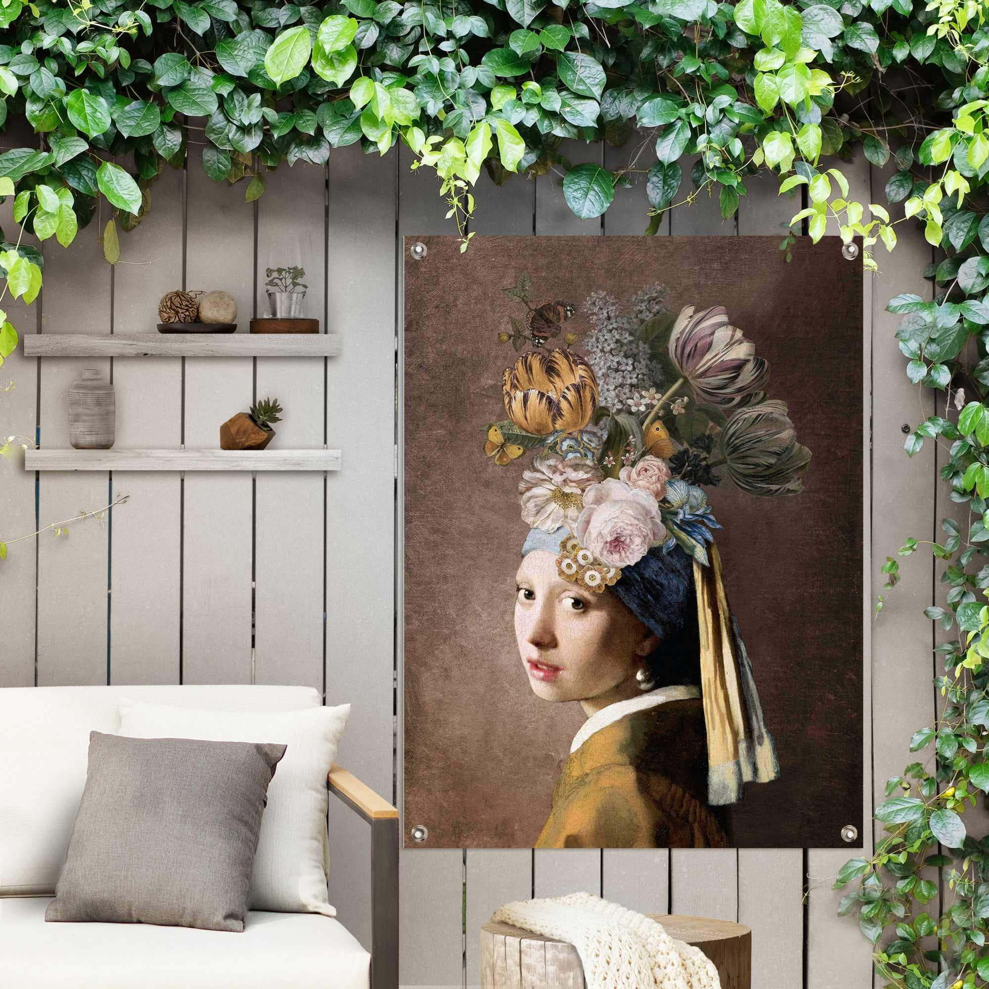 Reinders! Poster »Vermeer Blumenmädchen mit dem Perlenorhrring«, Outdoor für Garten oder Balkon