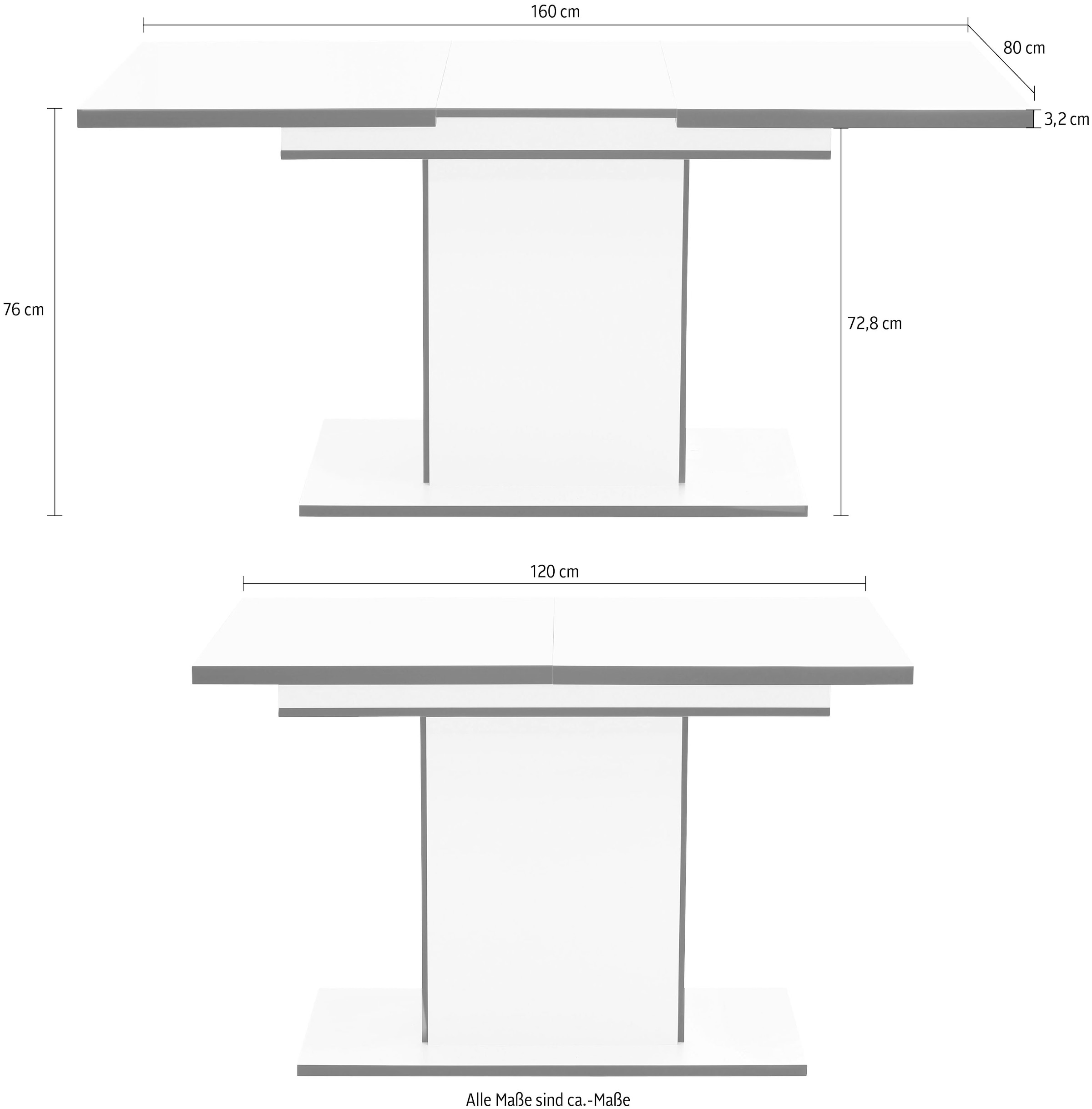 HELA Esstisch »Ariana«, durch innenliegende Einlegeplatten ausziehbar 120-160 cm