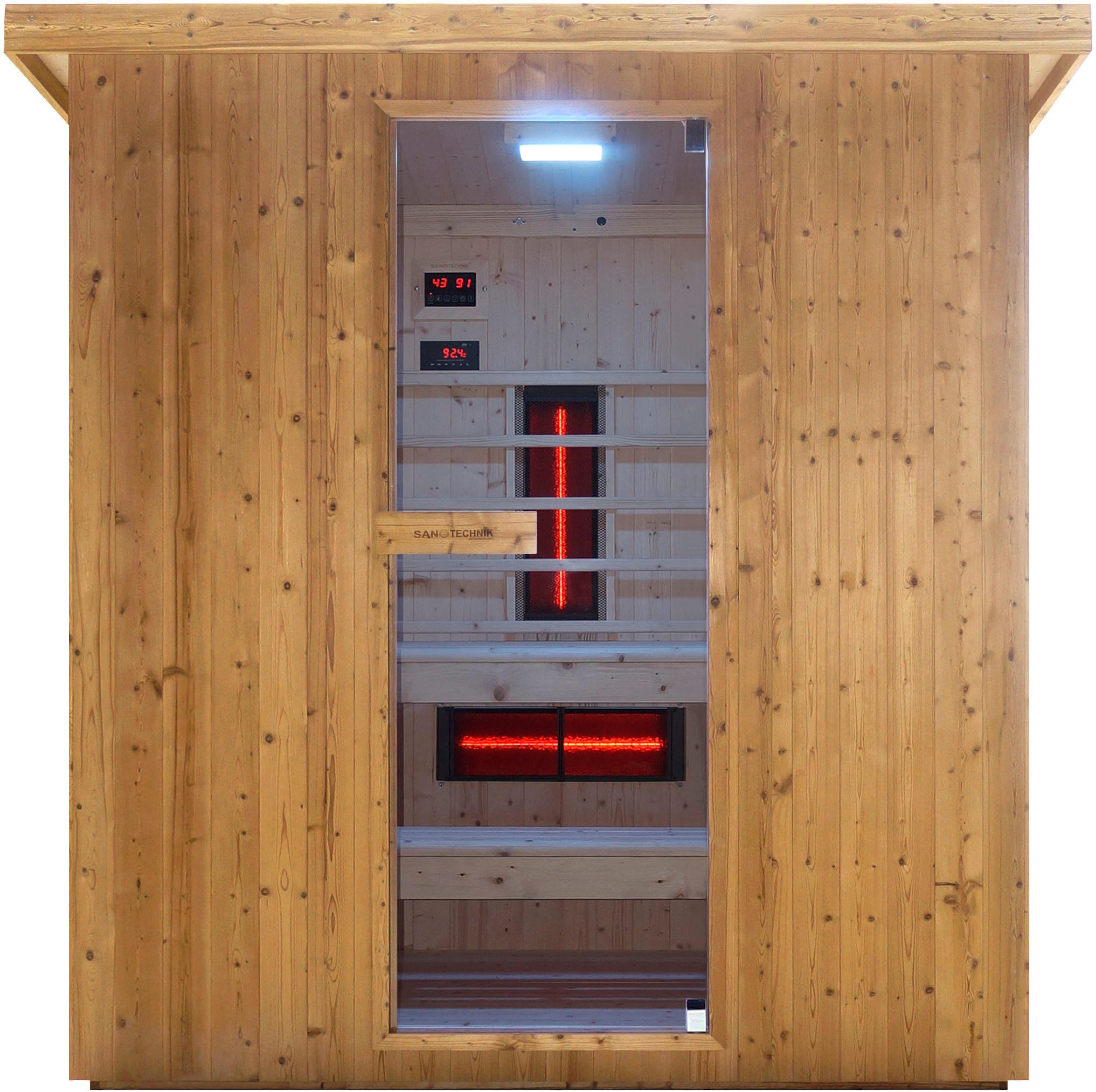 Sanotechnik Sauna »»LAHTI« Außensauna mit Infrarotkabine«, geeignet für 6 Personen, Fichetnholz