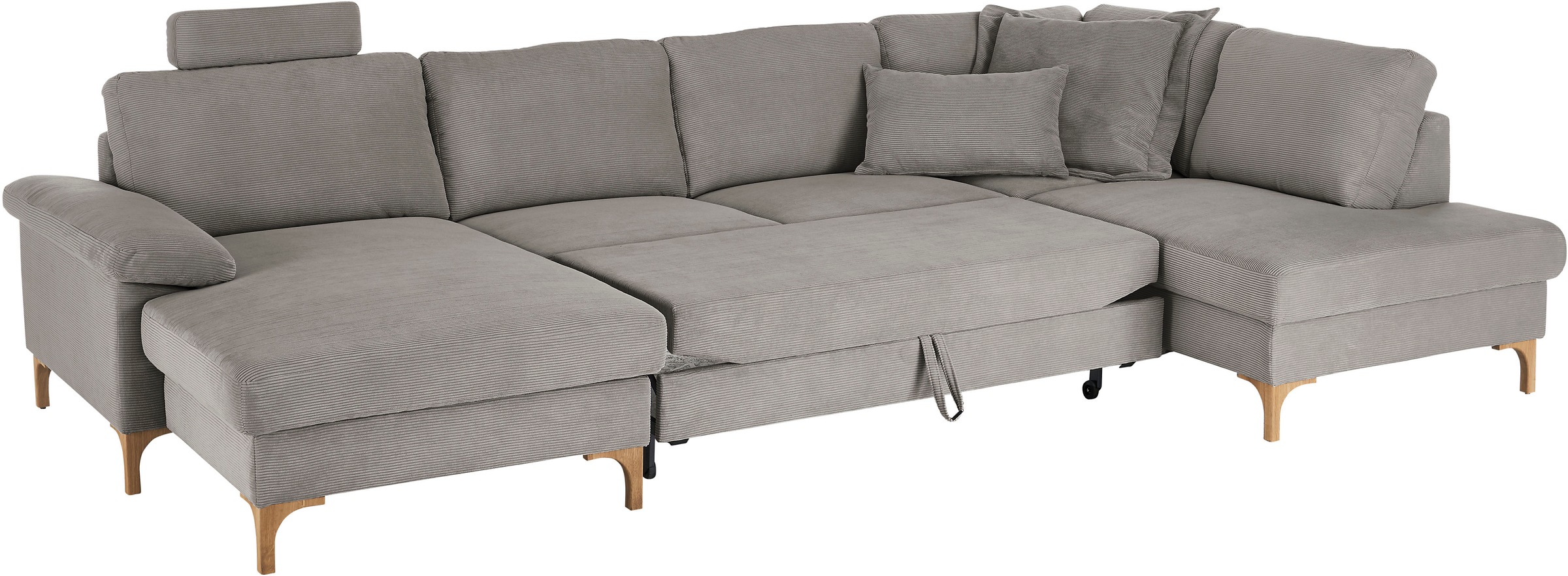 3C Candy Wohnlandschaft »Lecce, wahlweise PUR-Schaumstoff oder Tonnentaschenfederkern U-Form« Bettkasten in Umbauecke und Longchair, sowie Querschläfer im 2-Sitzer