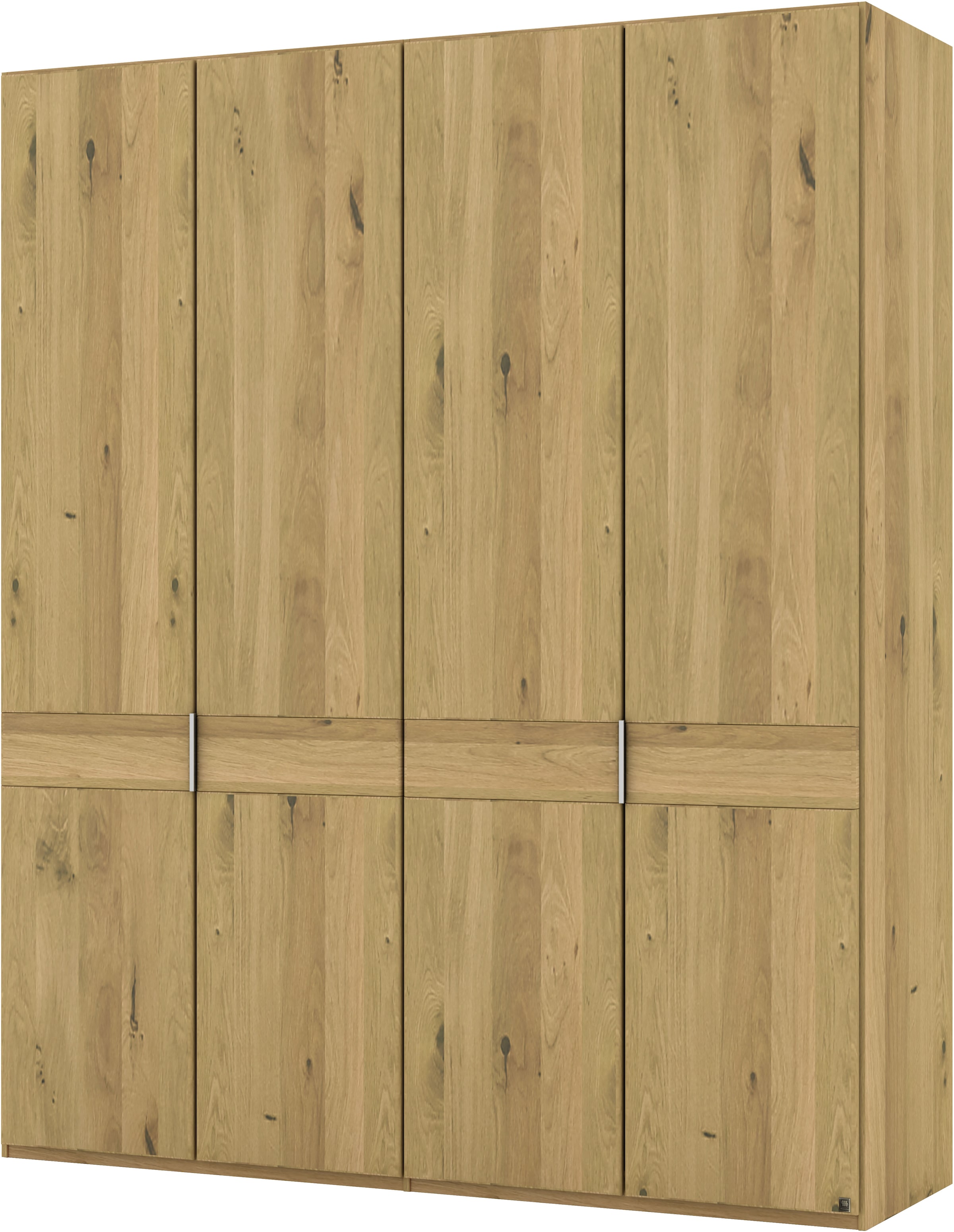 Musterring Drehtürenschrank »Savona, Kleiderschrank, Schrank, Garderobe, teilmassiv Eiche«, (mit Türdämpfern, in 5 Breiten & 2 Höhen, extra Böden, MADE IN GERMANY), Türen in Bianco-Eiche massiv, mit Querriegel, verschiedene Größen