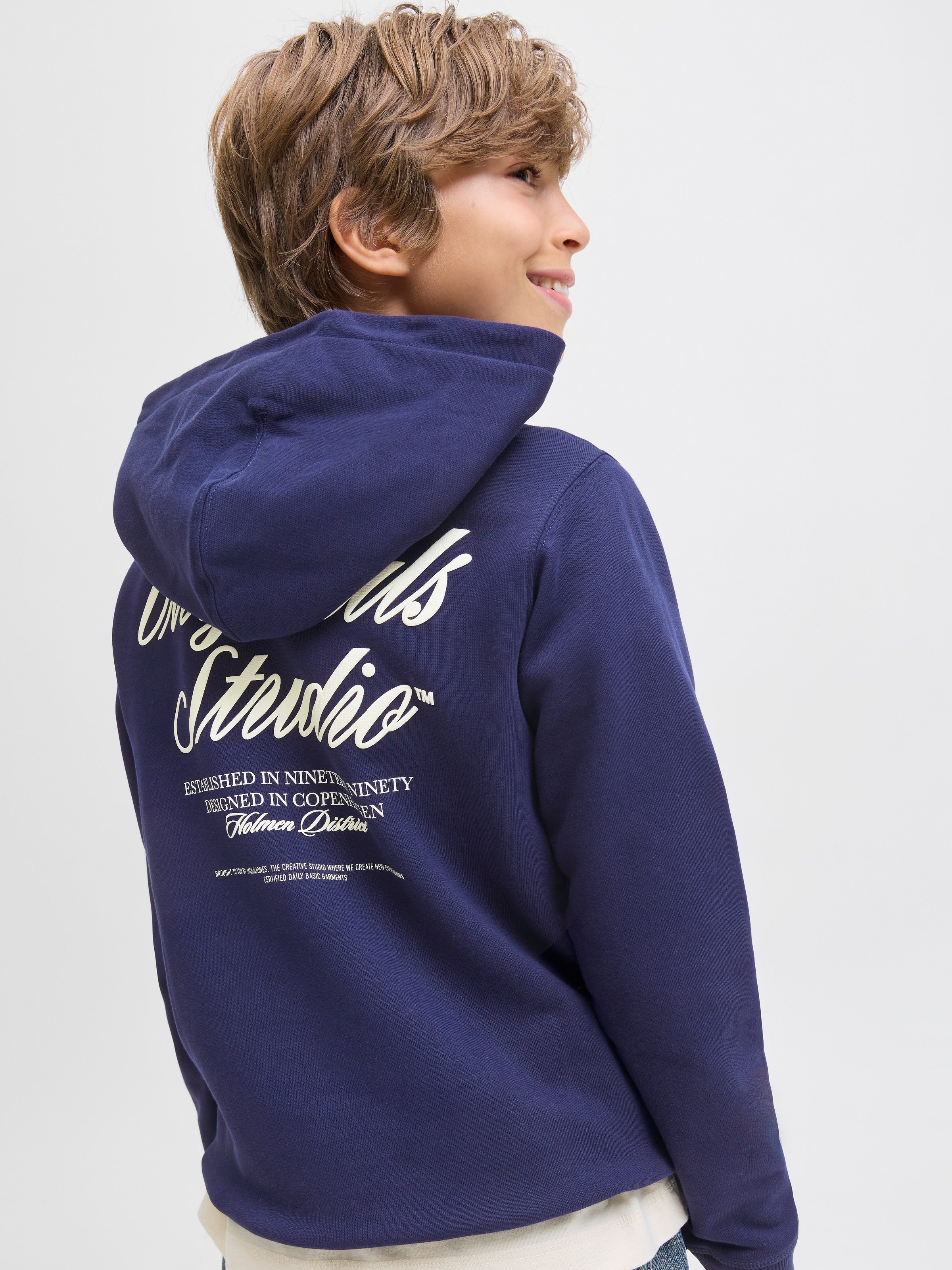 Jack & Jones Junior Kapuzensweatshirt »JORNORREBRO TYPO BACK SWEAT HOOD SN JNR«