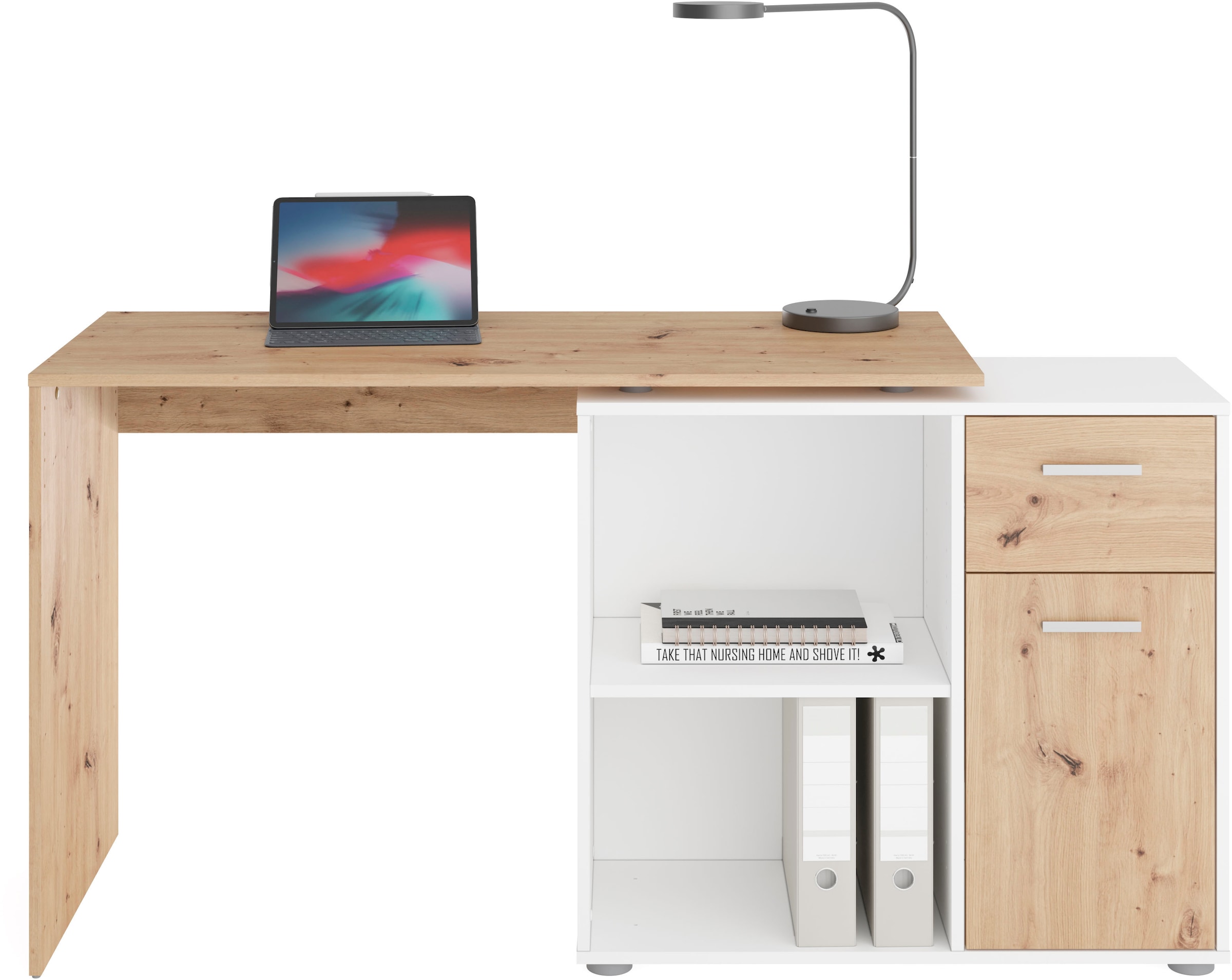 FMD Schreibtisch / Eckschreibtisch kaufen mit drehbar, online Sideboard »AUGSBURG«, 117/148 Stauraum, Breite cm