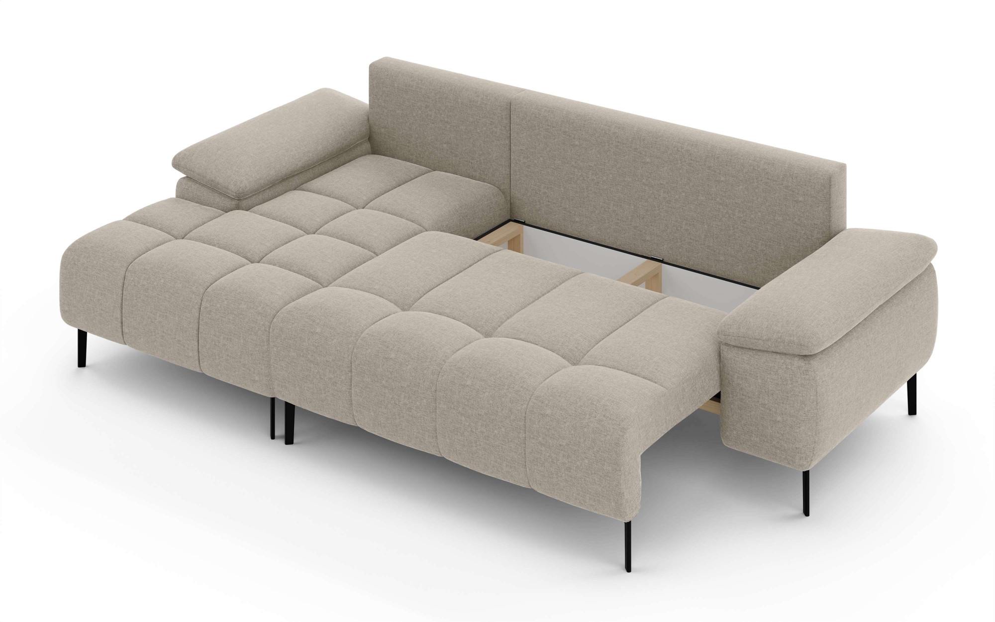 INOSIGN Ecksofa »DROMARA Schlafsofa mit Bettkasten, Maße: B/T/H 277/141/91 cm«, L-Form mit Recamiere rechts/links bestellbar, Wellenunterfederung
