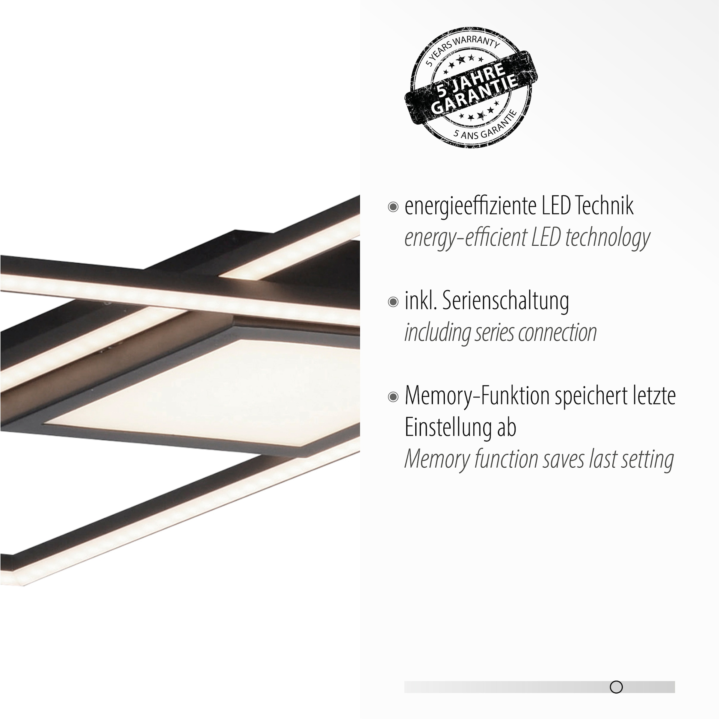 JUST LIGHT Deckenleuchte »ASMIN« LED-Board 1 Stk. Warmweiß LED, separat steuerbar (Schalter), separat steuerbar (Schalter)